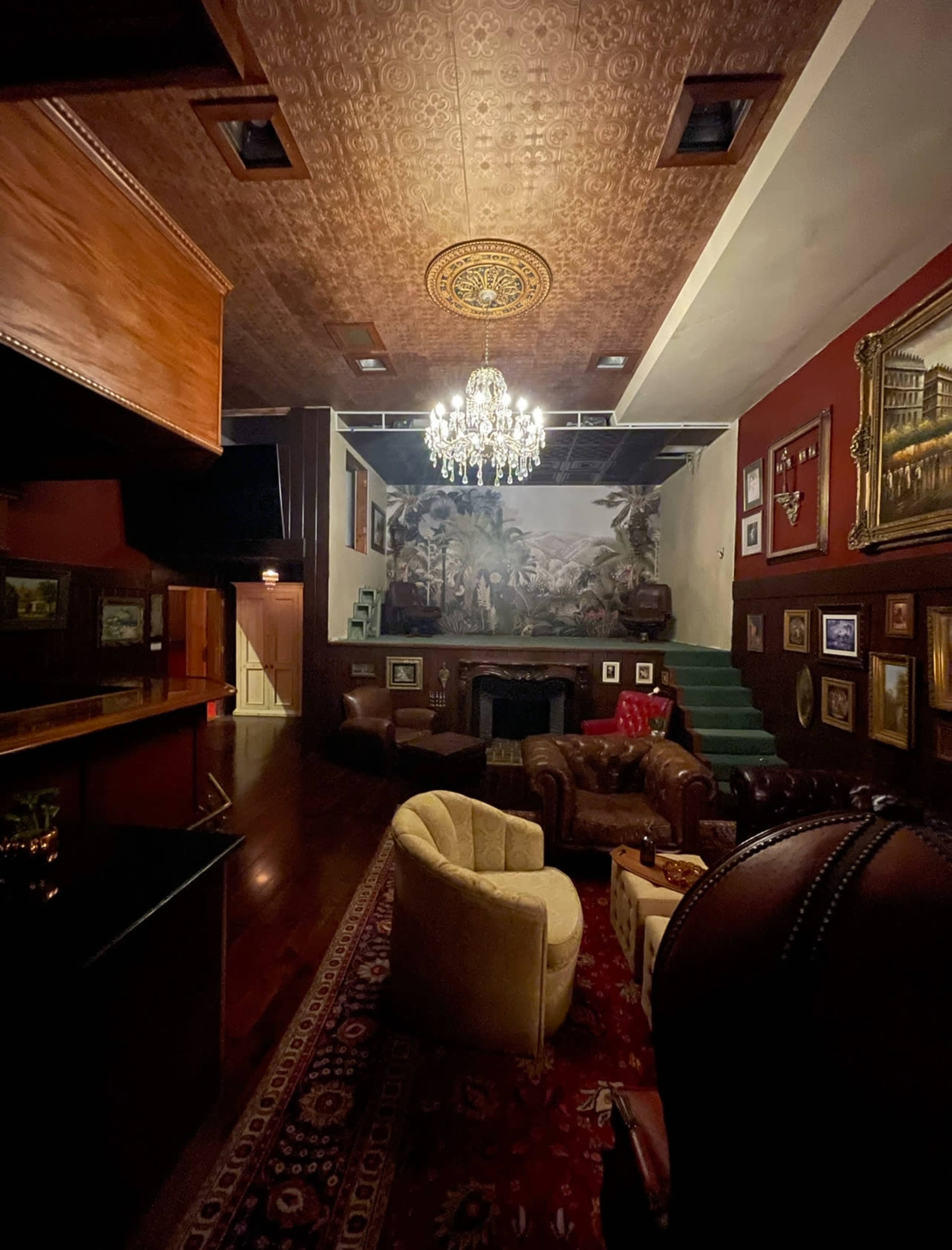Bar lounge with a fireplace and stage. Image in North Hollywood, North Hollywood, CA