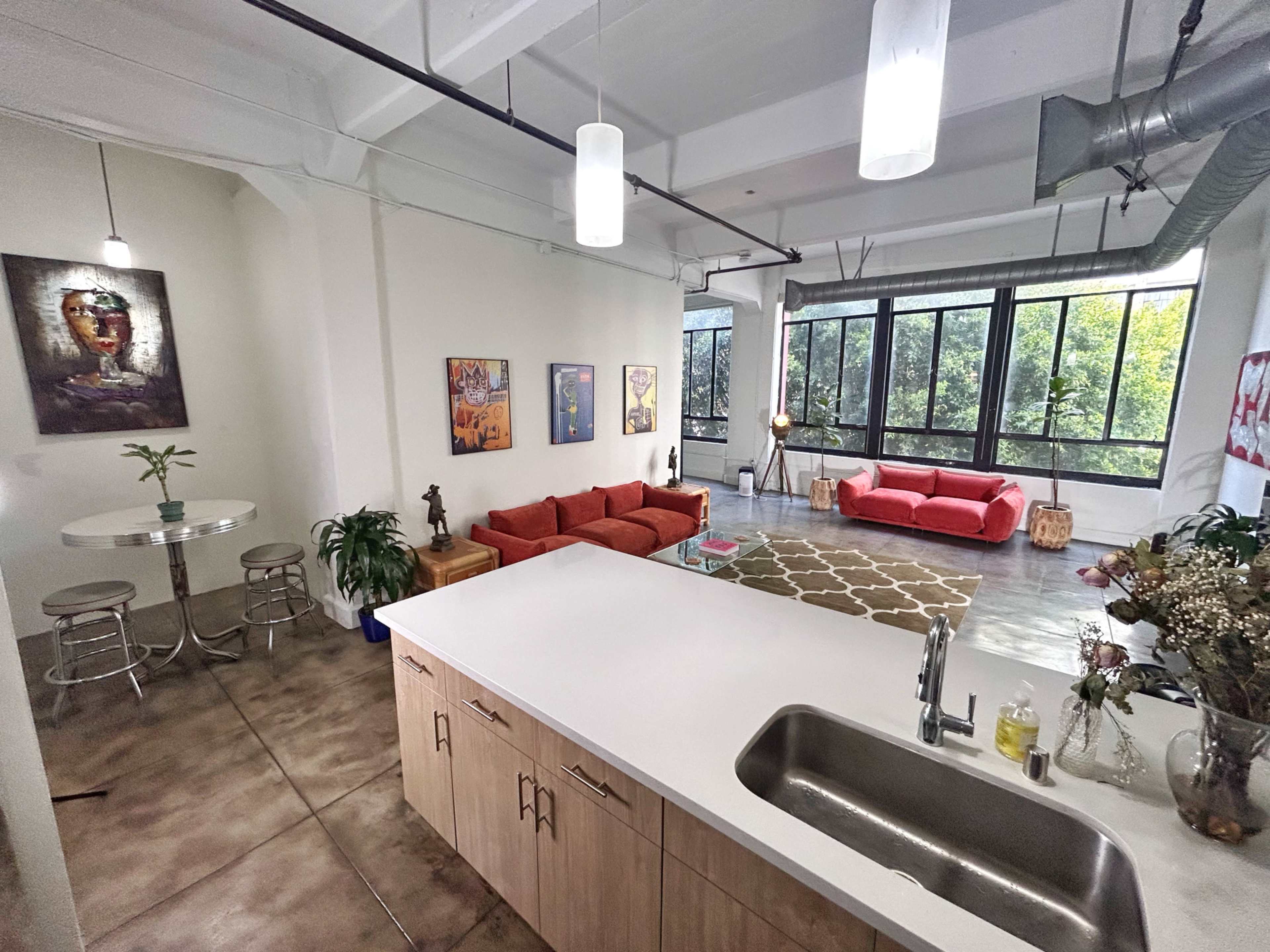 Modern Bohemian Artist Loft in DTLA | Small Event Venue, Birthday Party Room, Co-Working Space, Yoga/Dance Studio, Workshop Area | Skyline Views Image in Central LA, Los Angeles, CA