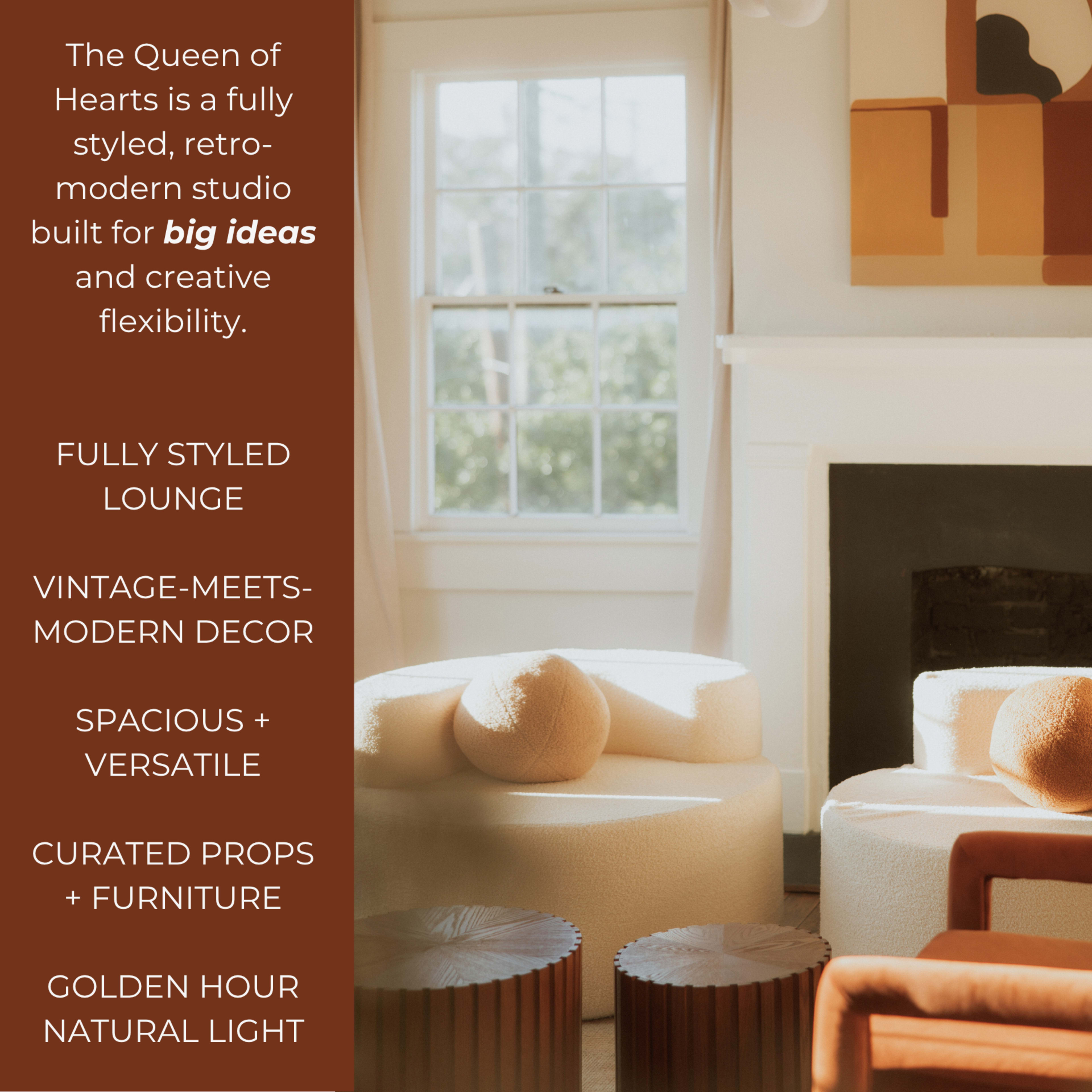 The Queen of Hearts: Fully styled, retro-modern lounge Image in South Historic District, Savannah, GA