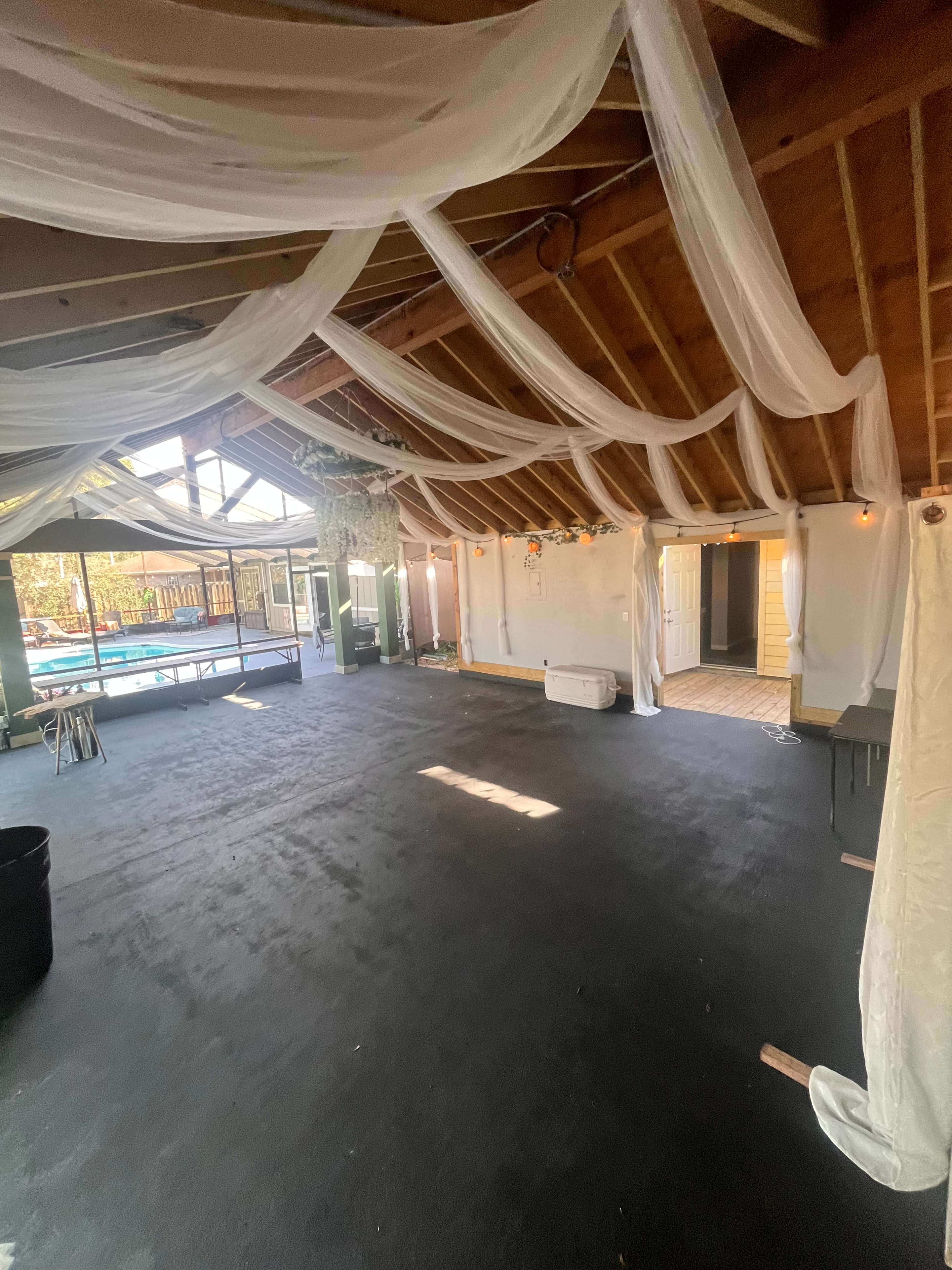 Covered outdoor event venue in the heart of the ICW/Mayo Clinic area.  This beautiful backyard space is a blank canvas for your special event! Image in Golden Glades/The Woods, Jacksonville, FL
