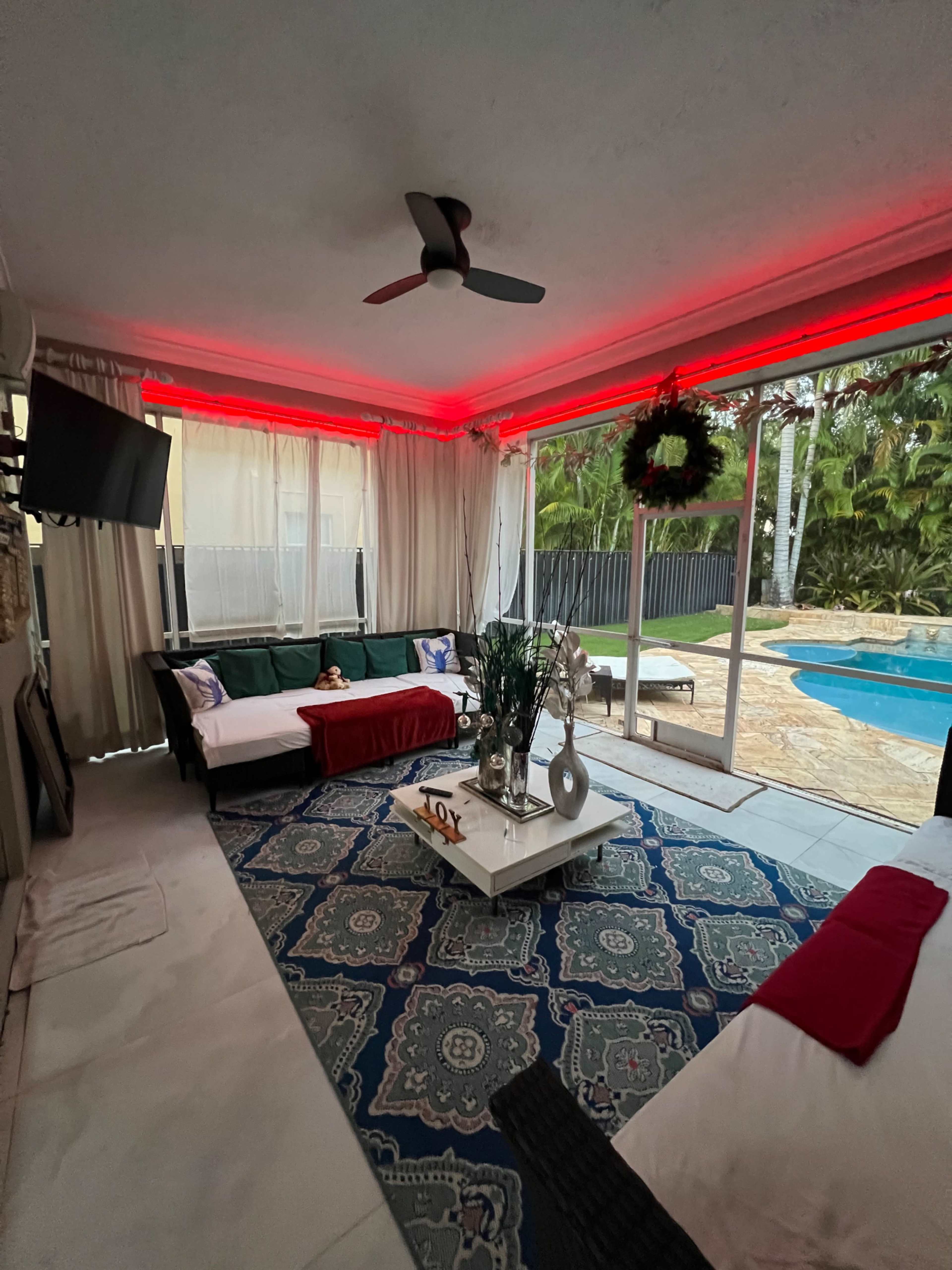 Spacious Backyard and Lanai With Pool Image in , Lake Worth, FL