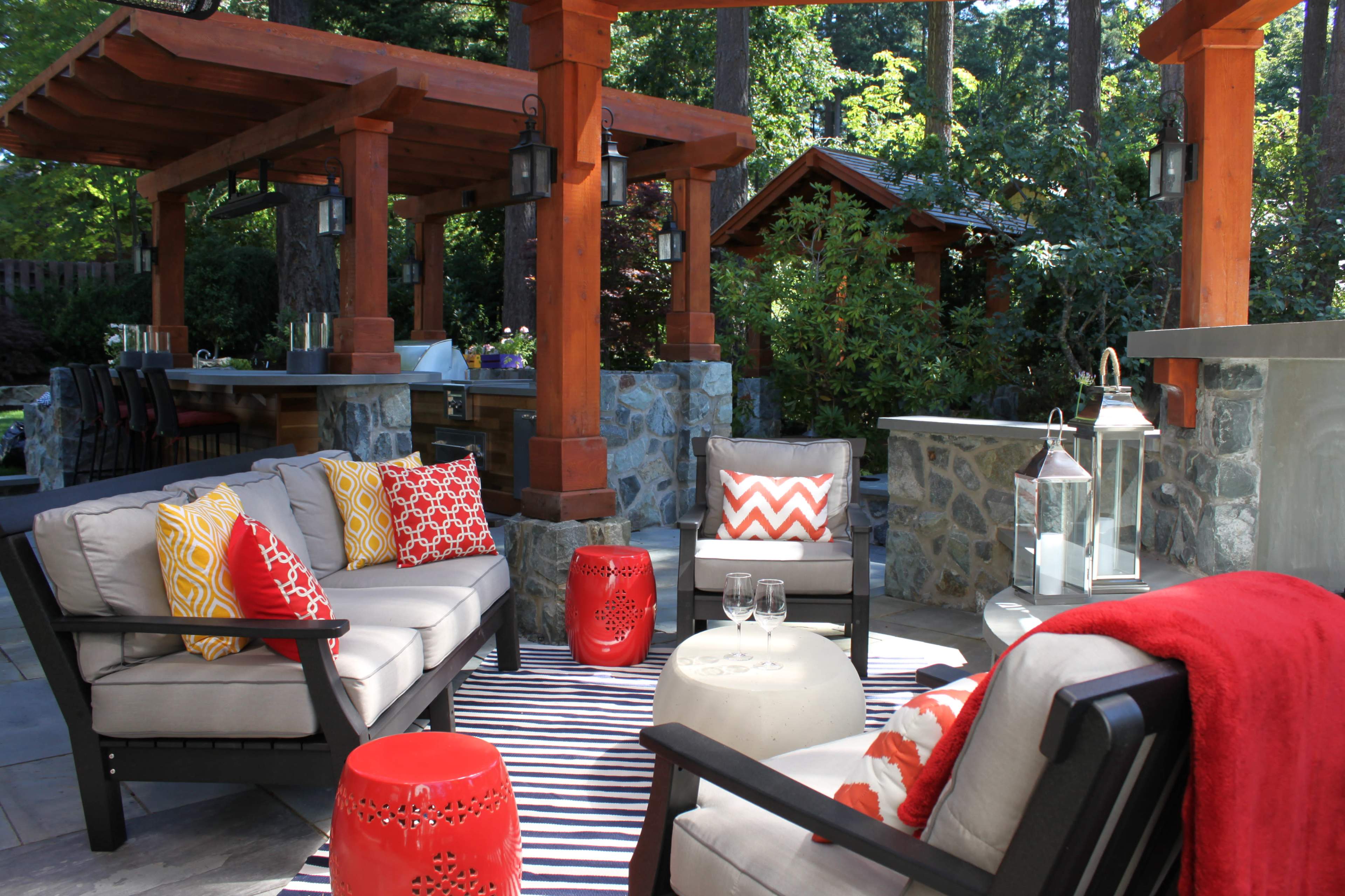 Full outdoor entertaining space nestled in large Douglas Fir trees but only 15 minutes from downtown Victoria Image in Saanich, Victoria, BC