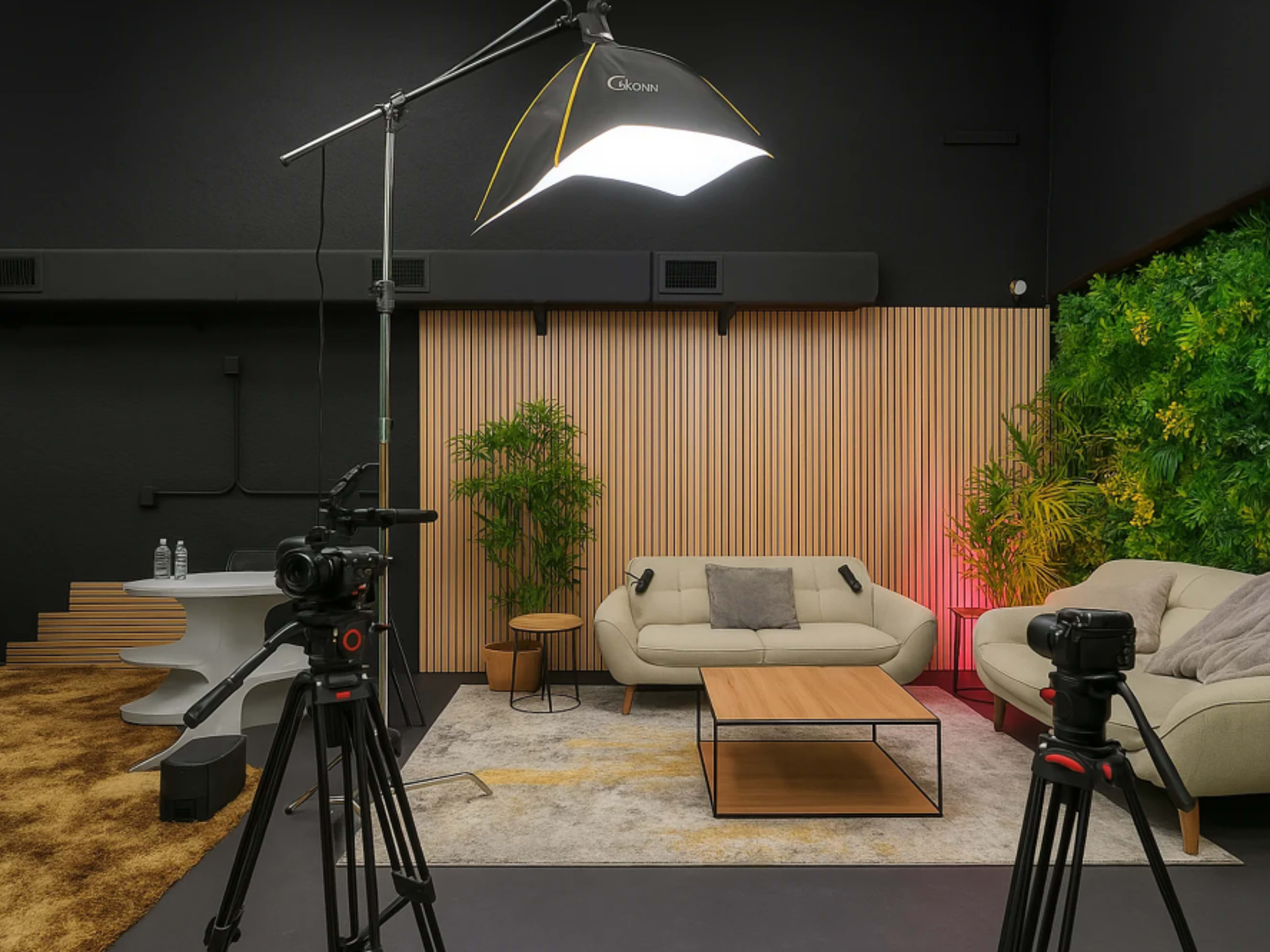 Cameras, podcast equipment, and producer
