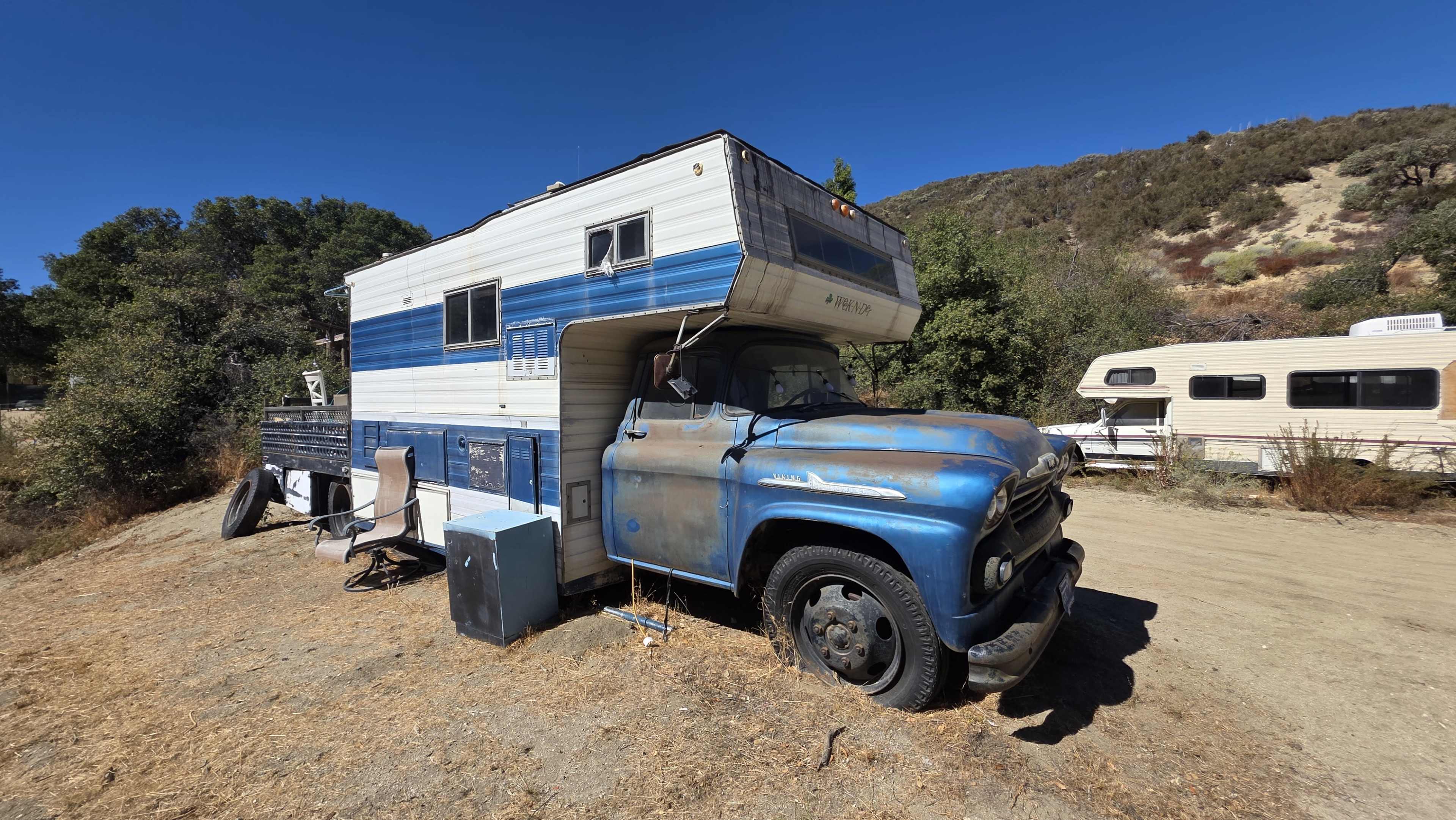 1952 Blue Chevy Viking Truck, Trailer, Porch – Desert View Image in Leona Valley, Leona Valley, CA