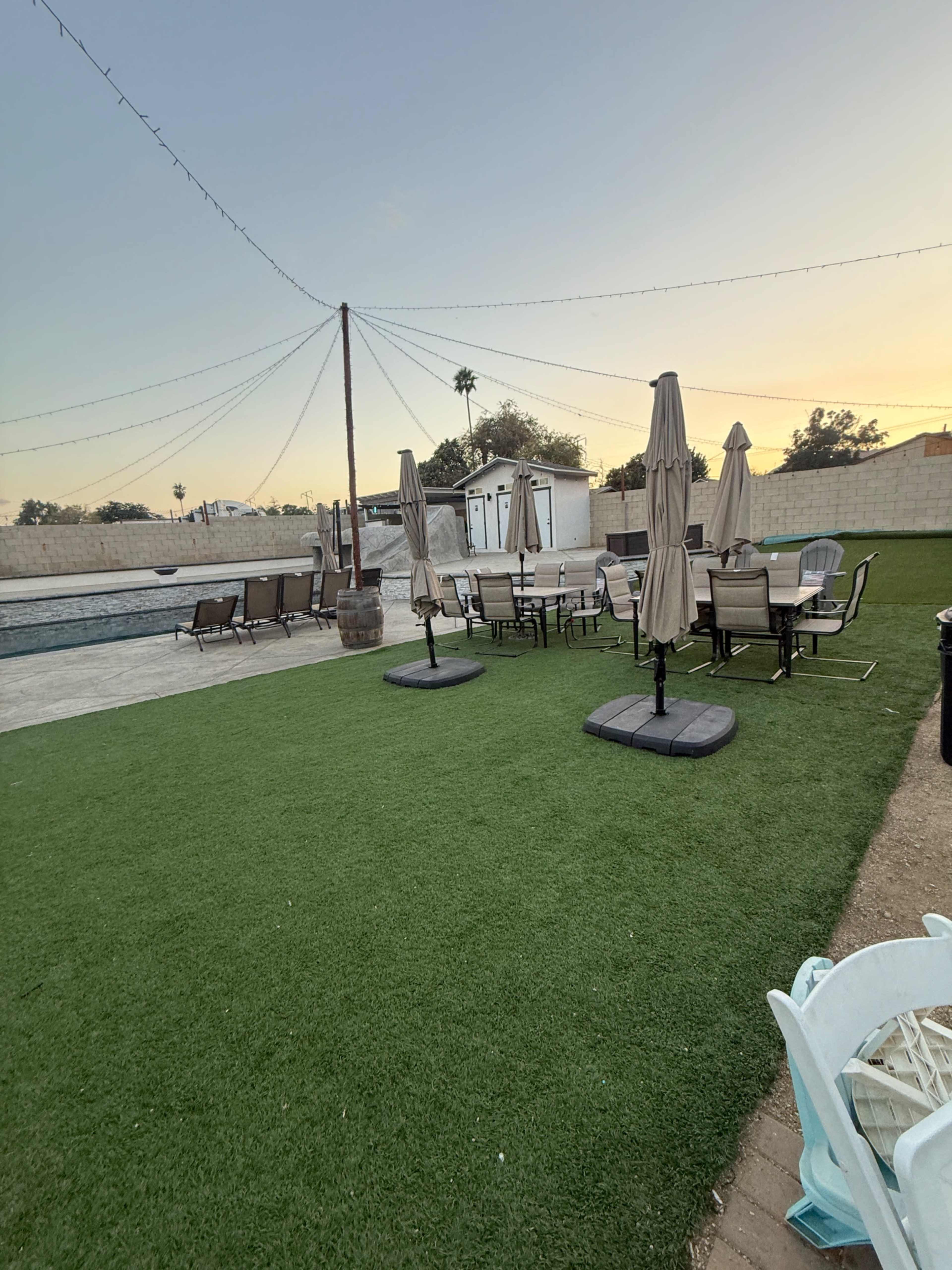 Modern Backyard Outdoor Venue, Elegant and Romantic Outdoor. Beautiful Lighting All Around. Image in , Bloomington, CA