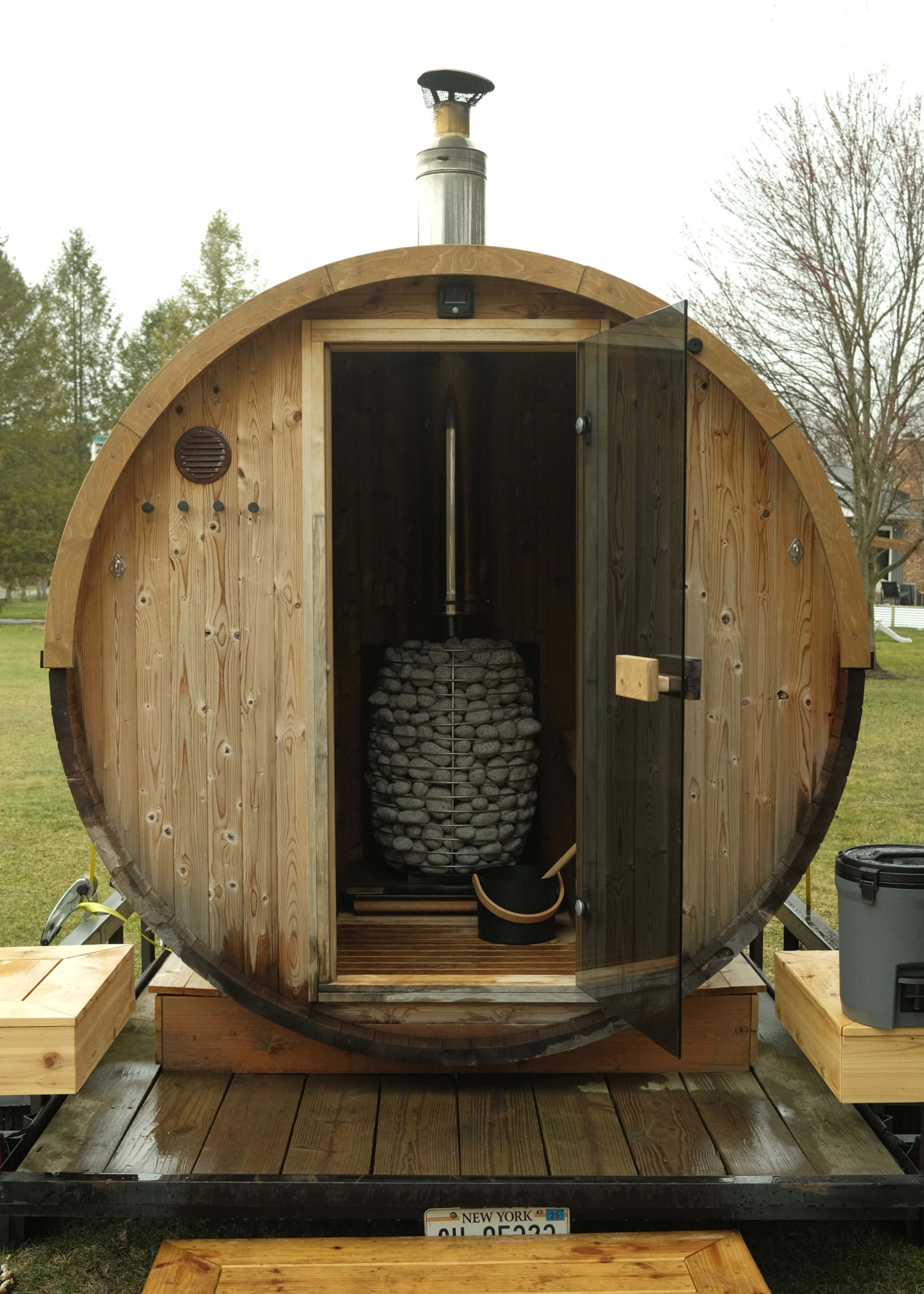 Natural Light and White Home with Barrel Sauna Image in Farmington, Farmington, NY
