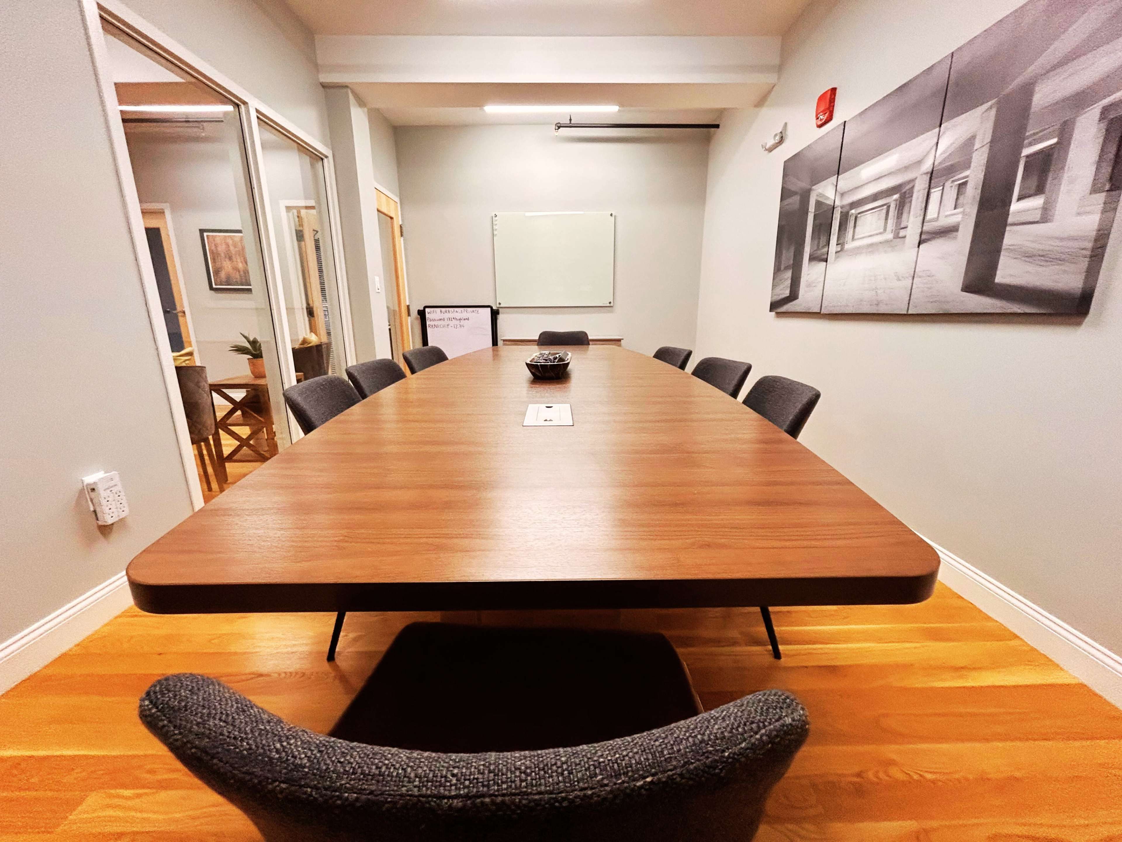 A well-lit, beautifully appointed boutique meeting space designed for comfort, creativity, and productivity. Image in Needham, Needham, MA
