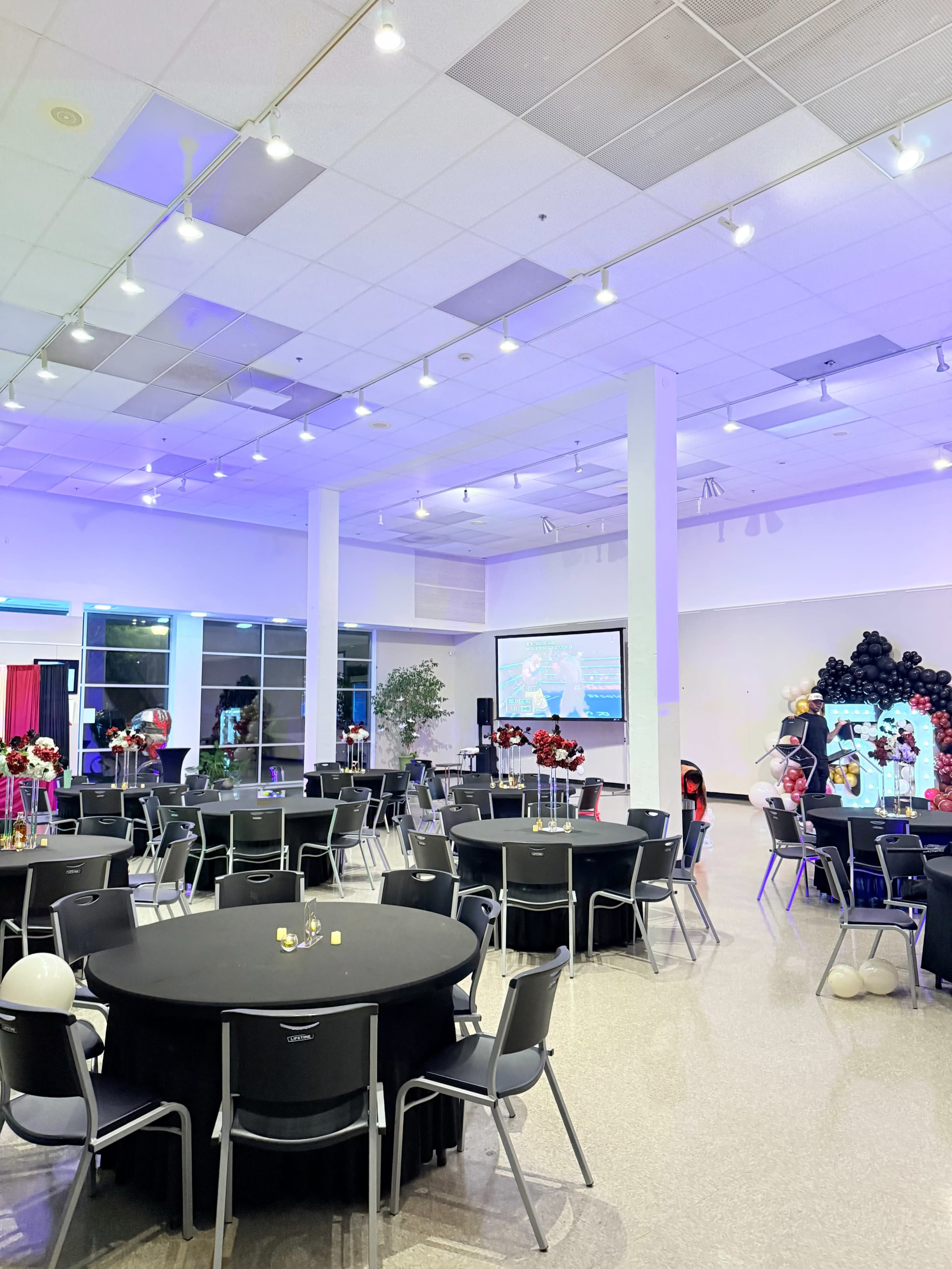 Downtown, original mid-century modern architecture with double height ceilings.  This Event Listing is for the main floor Great Hall and kitchen space.  A third floor treetop room, and roof deck is available on the Meeting Listing Image in Central Arlington, Arlington, TX