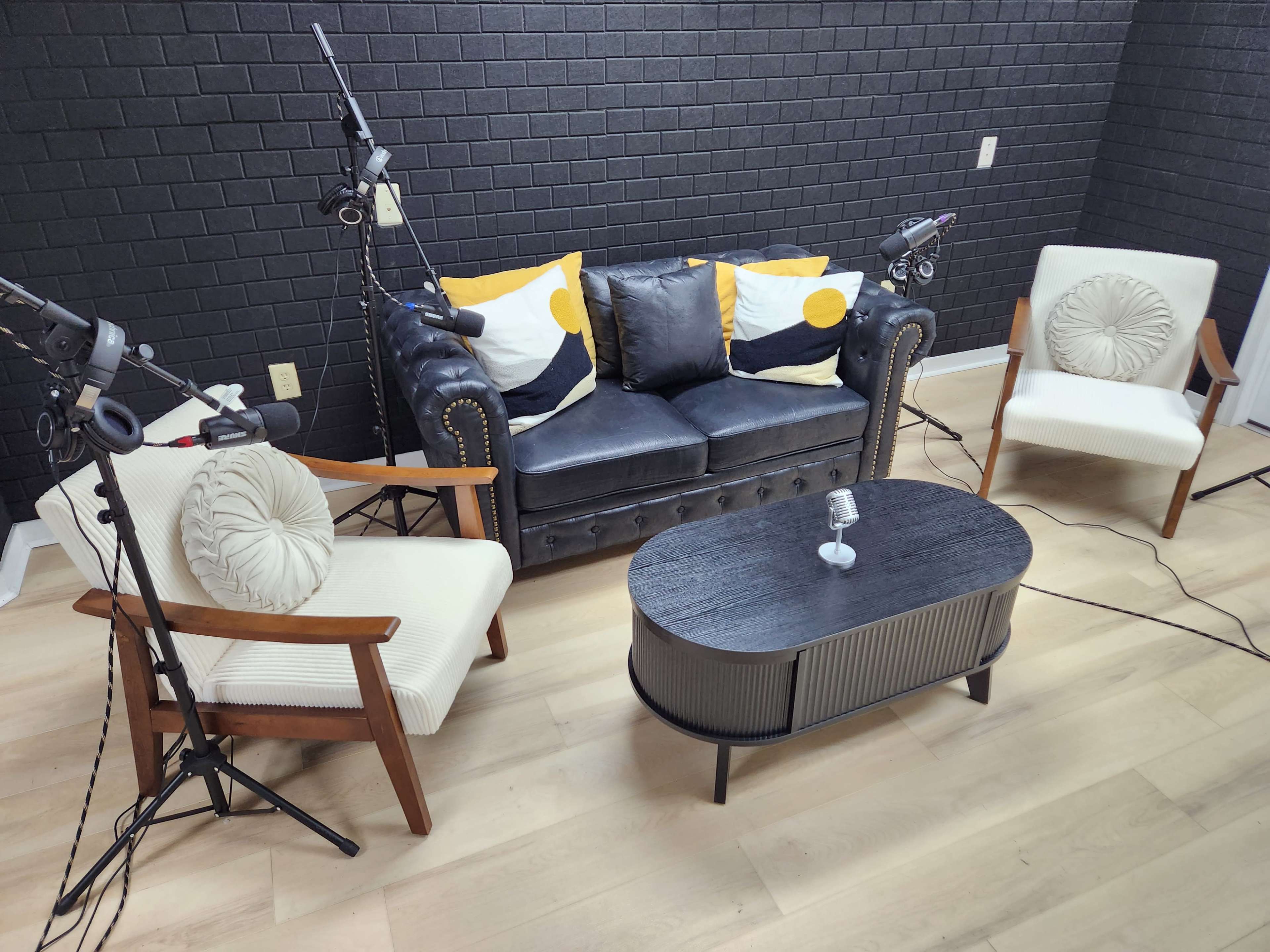 Modern Podcast Studio with Cameras, Mics & Stylish Set Image in Portsmouth, Portsmouth, VA