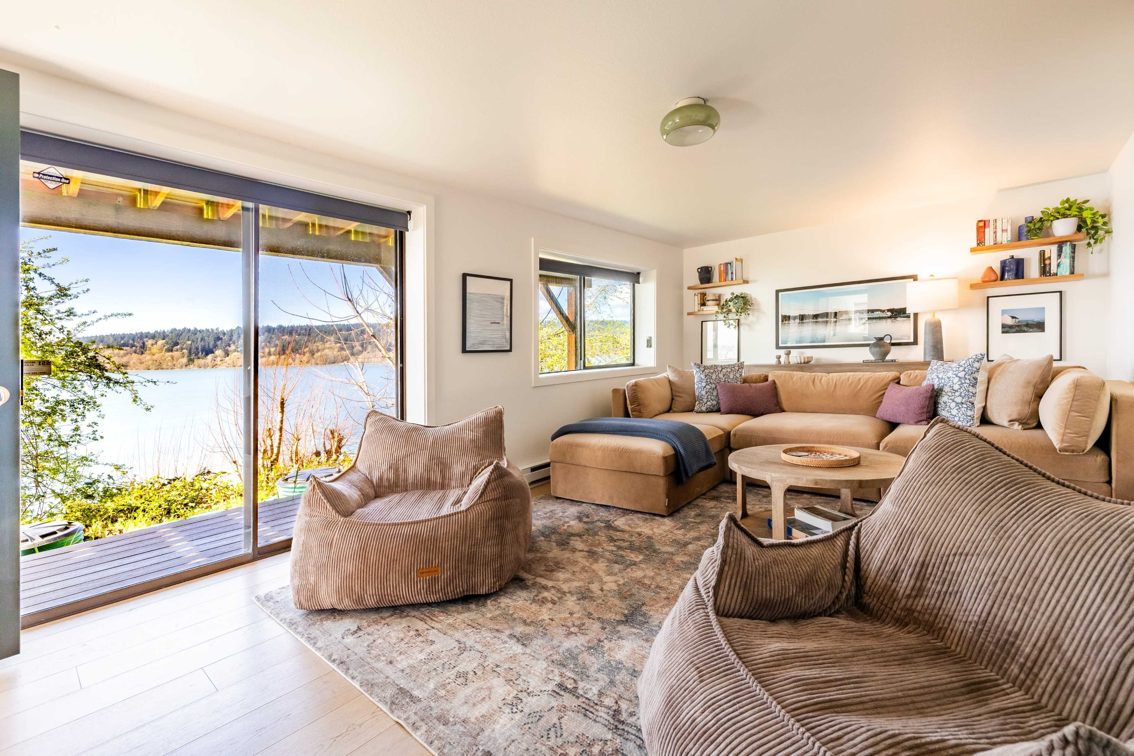 Manzanita Beachfront Escape | 75ft Water Views, Private Beach Access & Fire Pit Image in Vashon, Vashon, WA