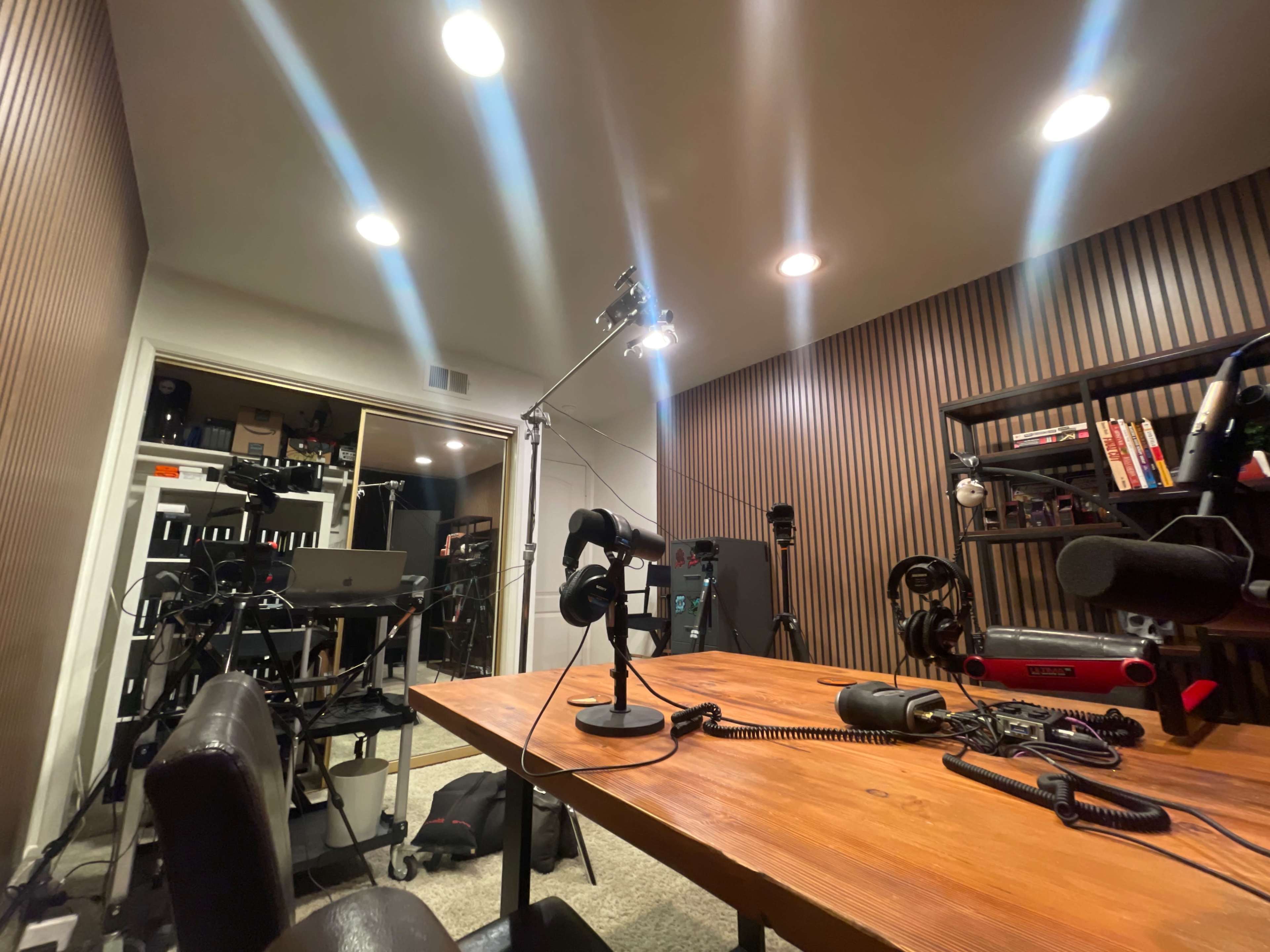 Professional Podcast Studio with Wood Accents Image in El Dorado Park Estates, Long Beach, CA