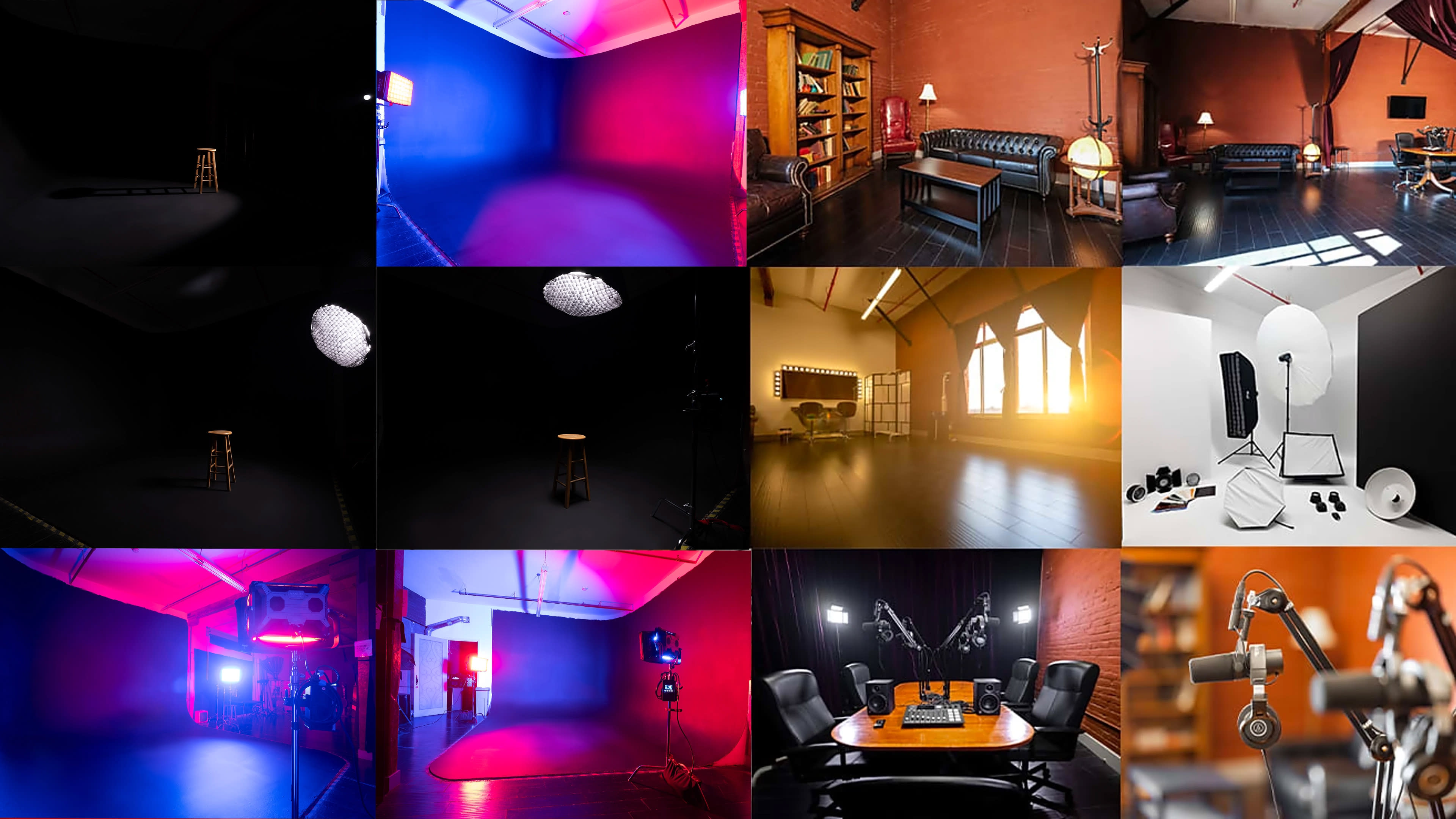 Loft Podcast/Photo/Video Studio in DTLA with Black CYC Wall  and AC Image in Fashion District, Los Angeles, CA
