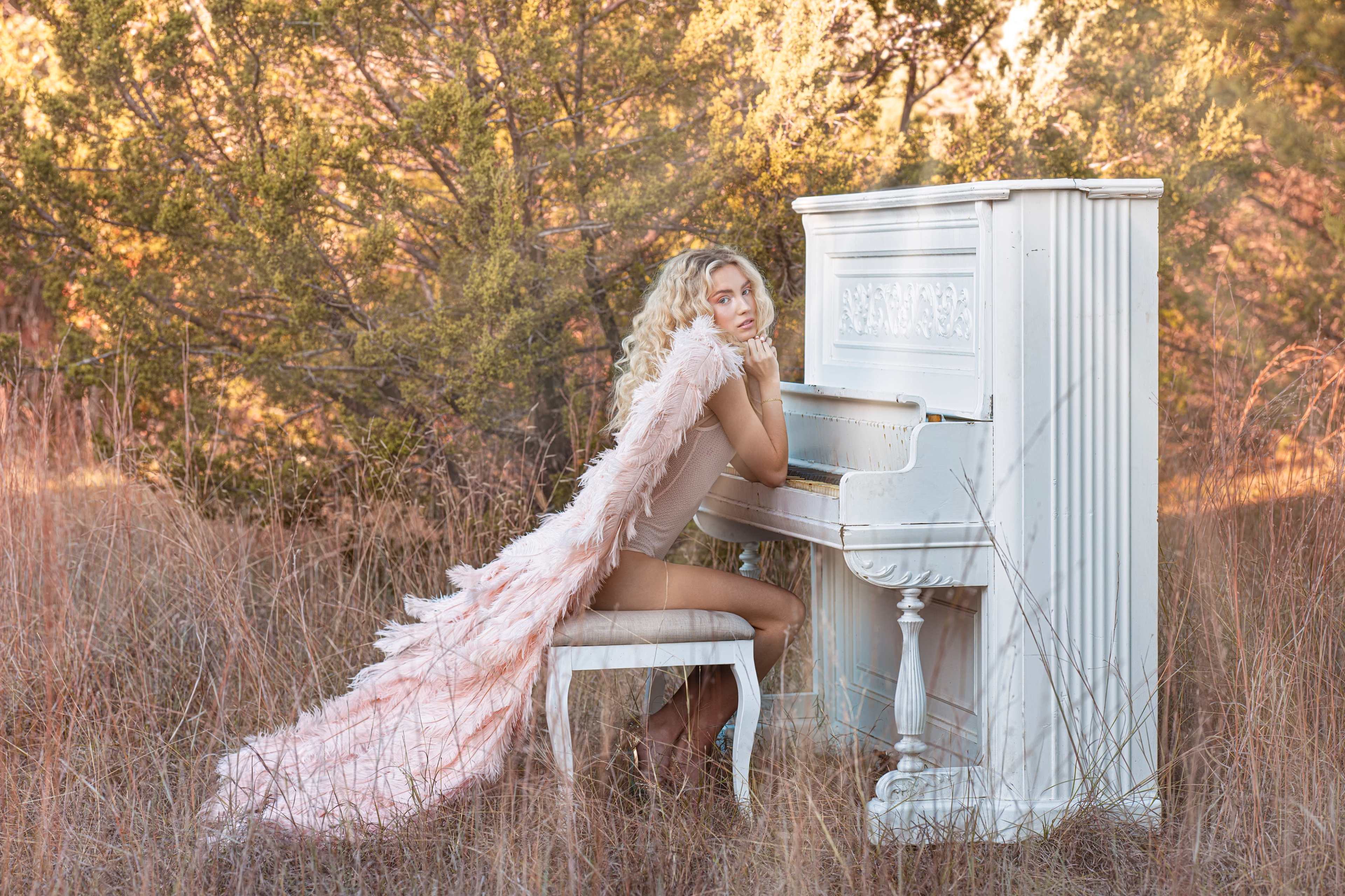 Whimsical White Piano in the Woods Image in , Weatherford, TX