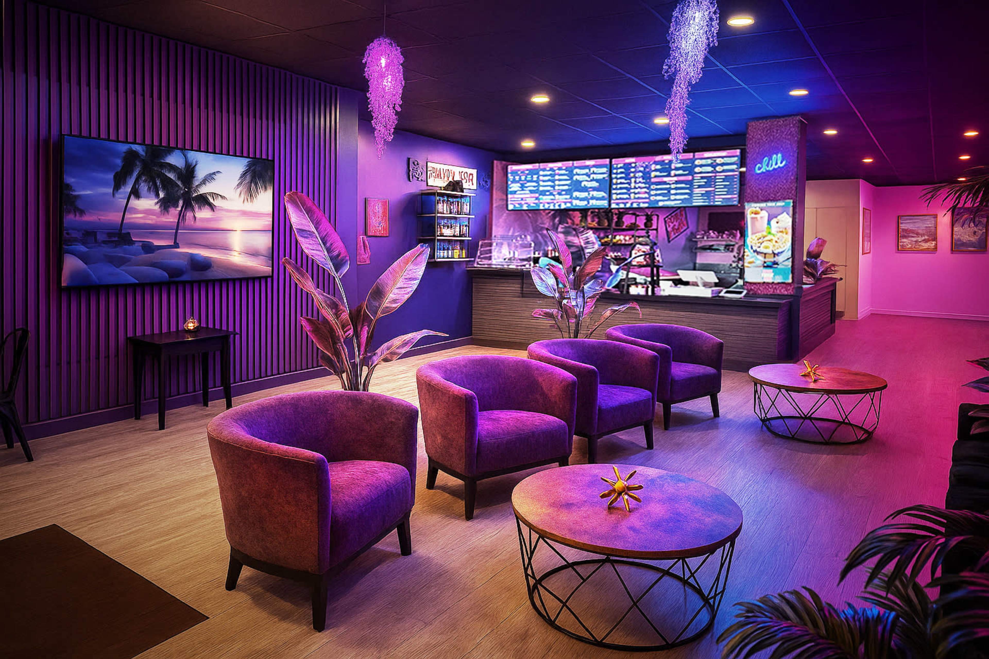 Retro Neon Café in Urban Port St. Lucie – Vibrant, Playful, and Photo-Ready Image in Port St. Lucie, Port Saint Lucie, FL