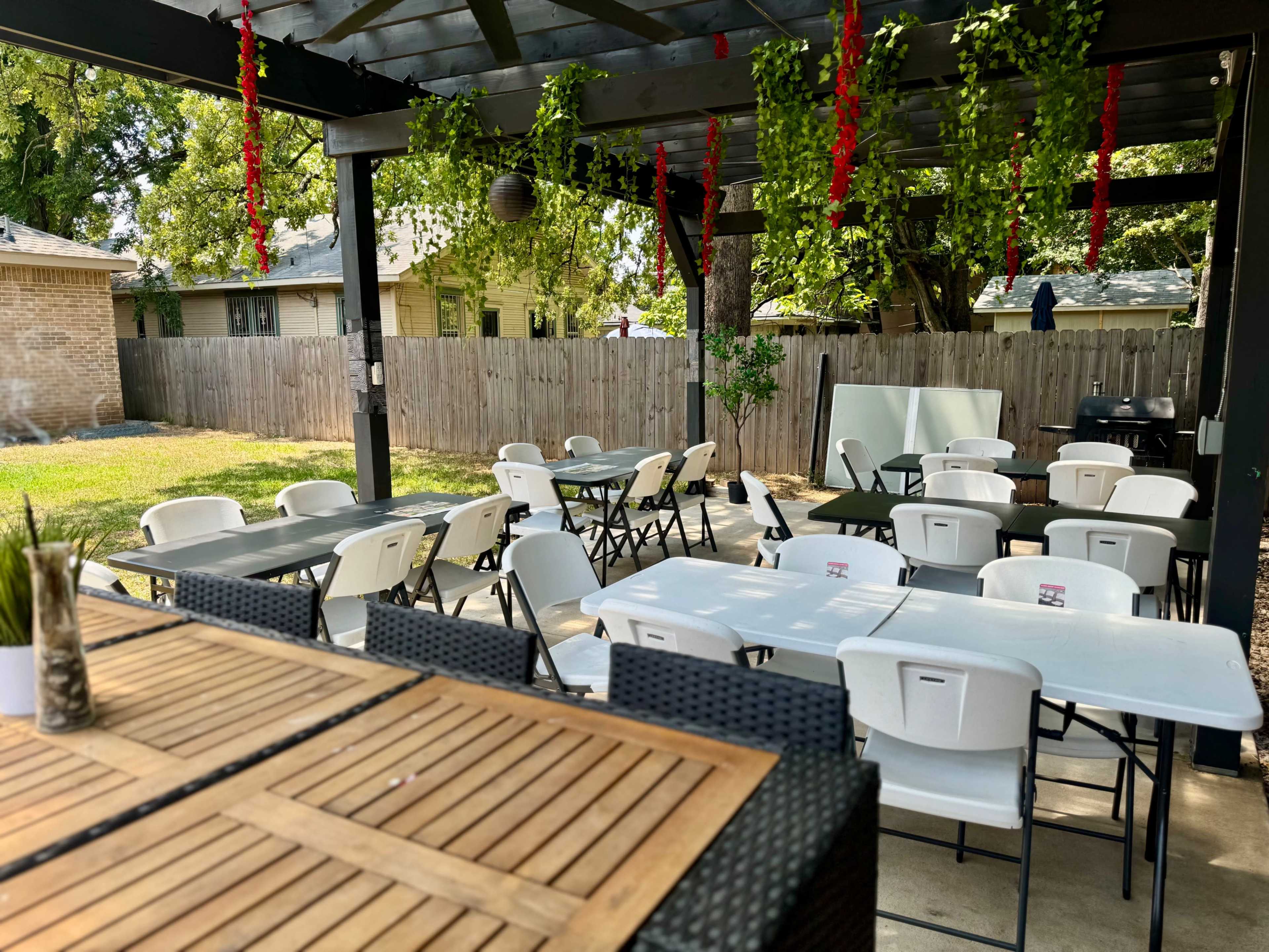 Stylish Outdoor Oasis with Pergola & Lounge Seating in South Dallas – Perfect for Events Image in South Dallas, Dallas, TX