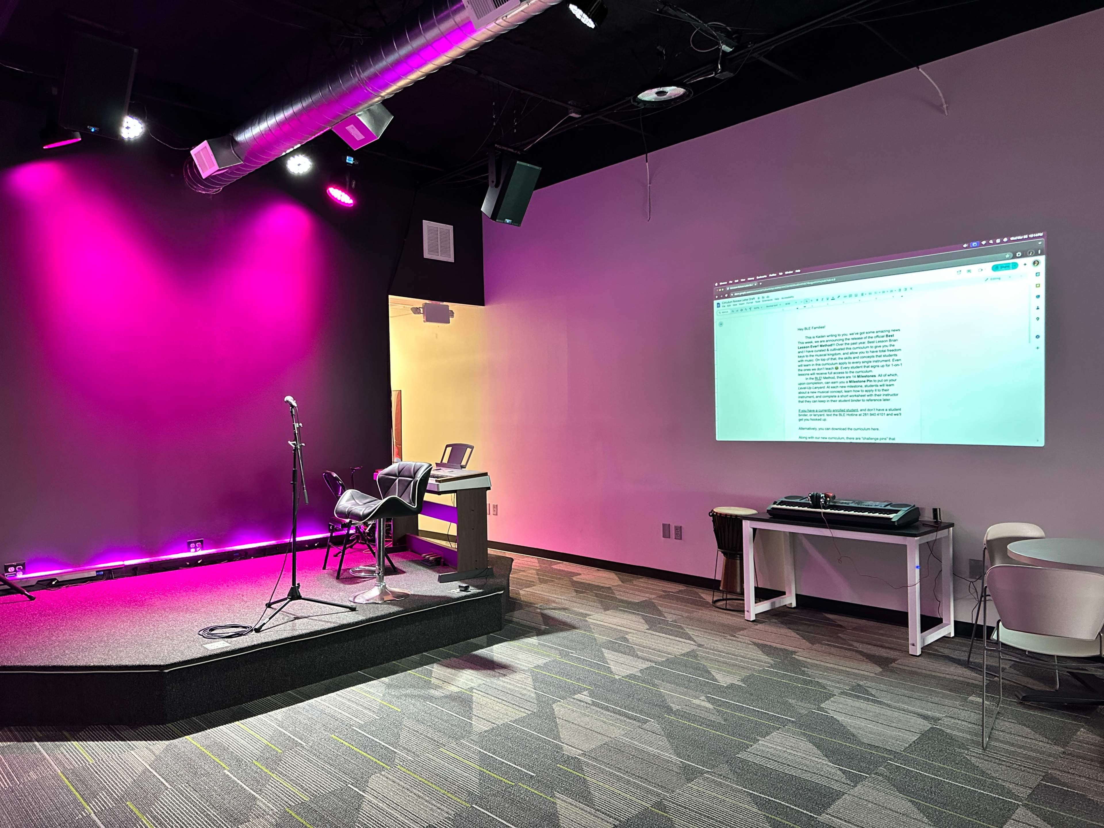 Comfortable Modern Meeting Hall with Stage and Video Capability Image in Heritage Park, Friendswood, TX