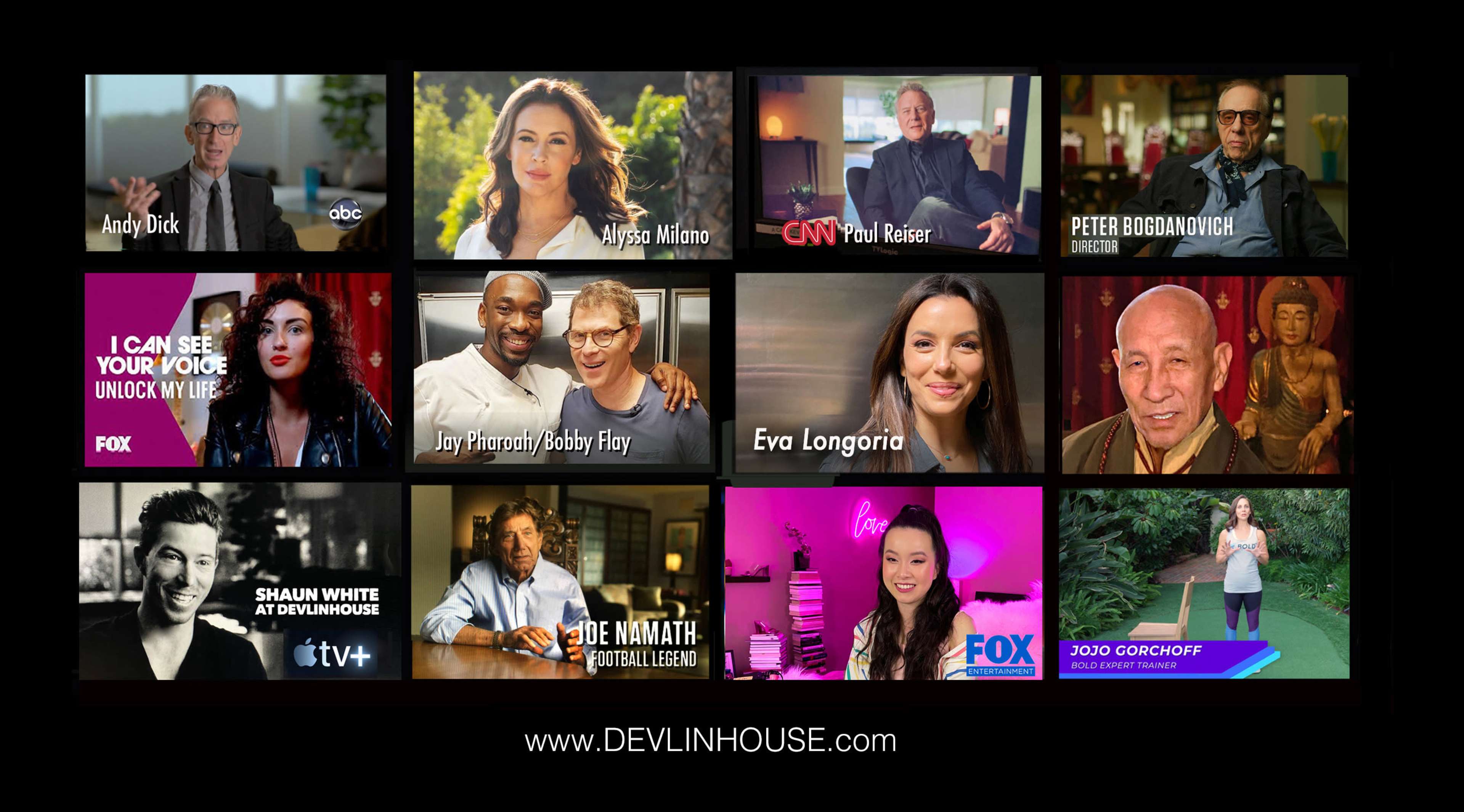 A collage of various individuals representing different media outlets and entertainment platforms.