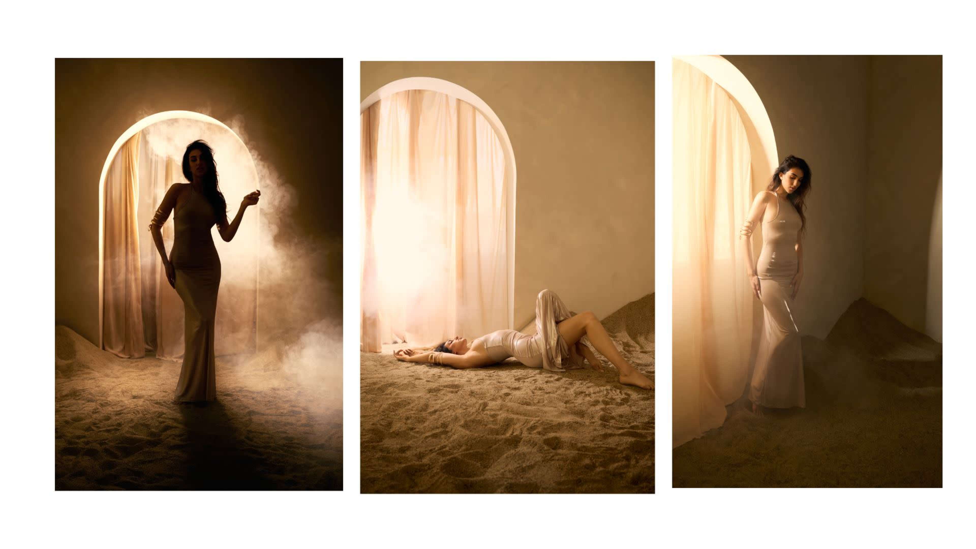 A/C + Sand location  + White L-CYC +  Mid-century /light equipment including Image in Central LA, Los Angeles, CA