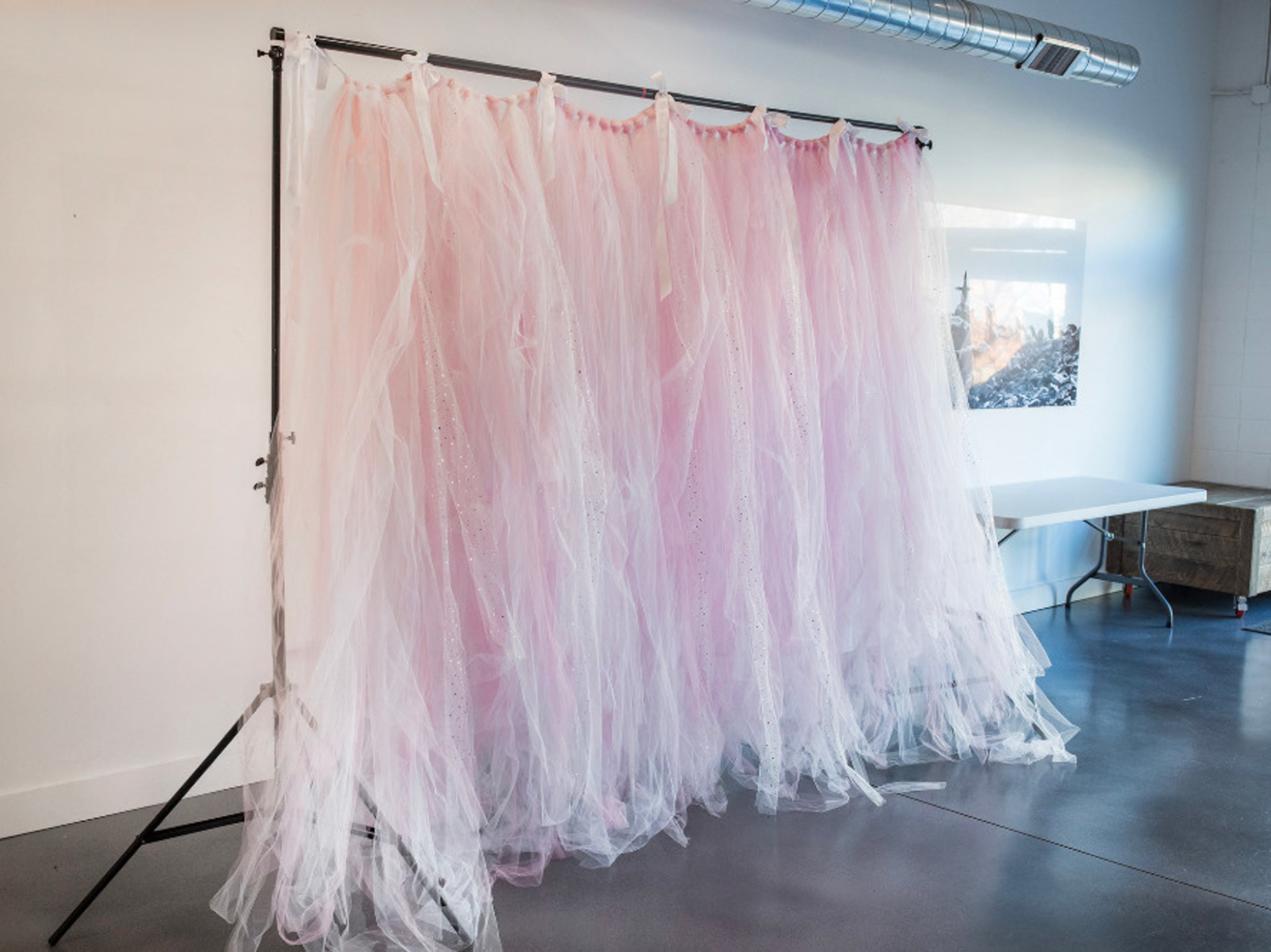Pink white and gold Tulle Backdrop 