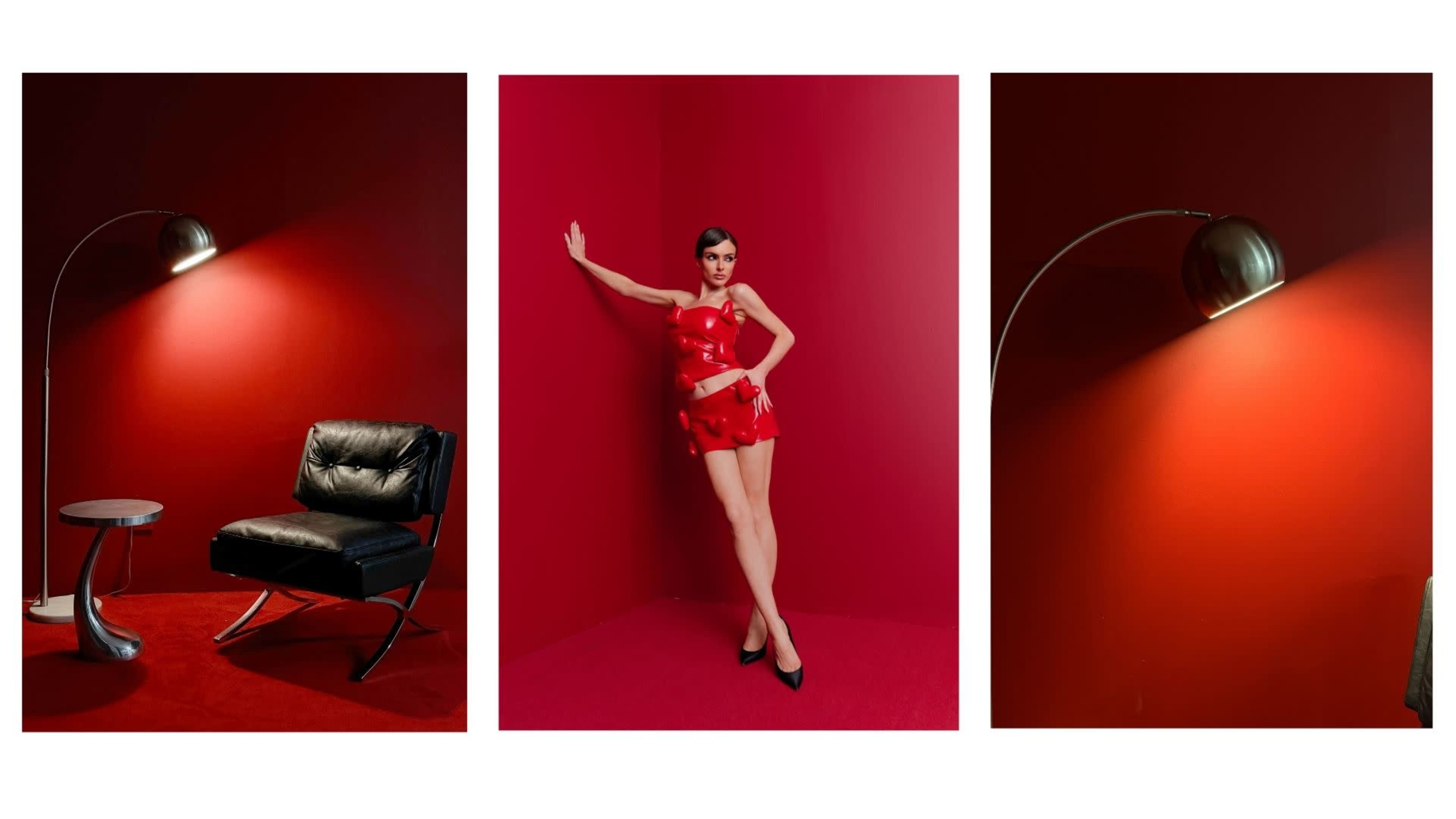 Two Valentine’s Sets / red velvet  +  White L-CYC  w/ light equipment including Image in Central LA, Los Angeles, CA