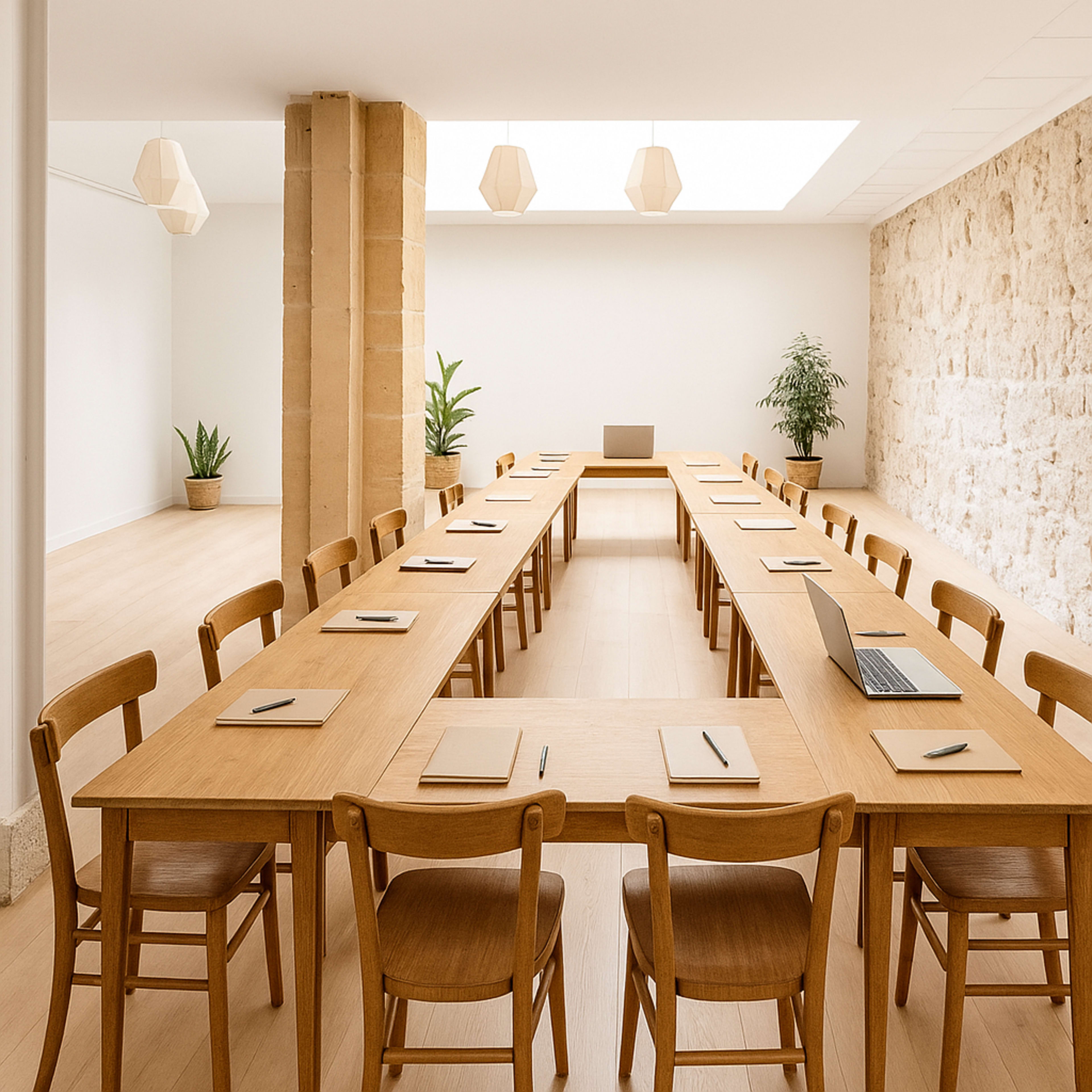 Salle lumineuse et pleine de charme au cœur du Marais – grande verrière & murs en pierre Image in Sainte-Avoye, Paris