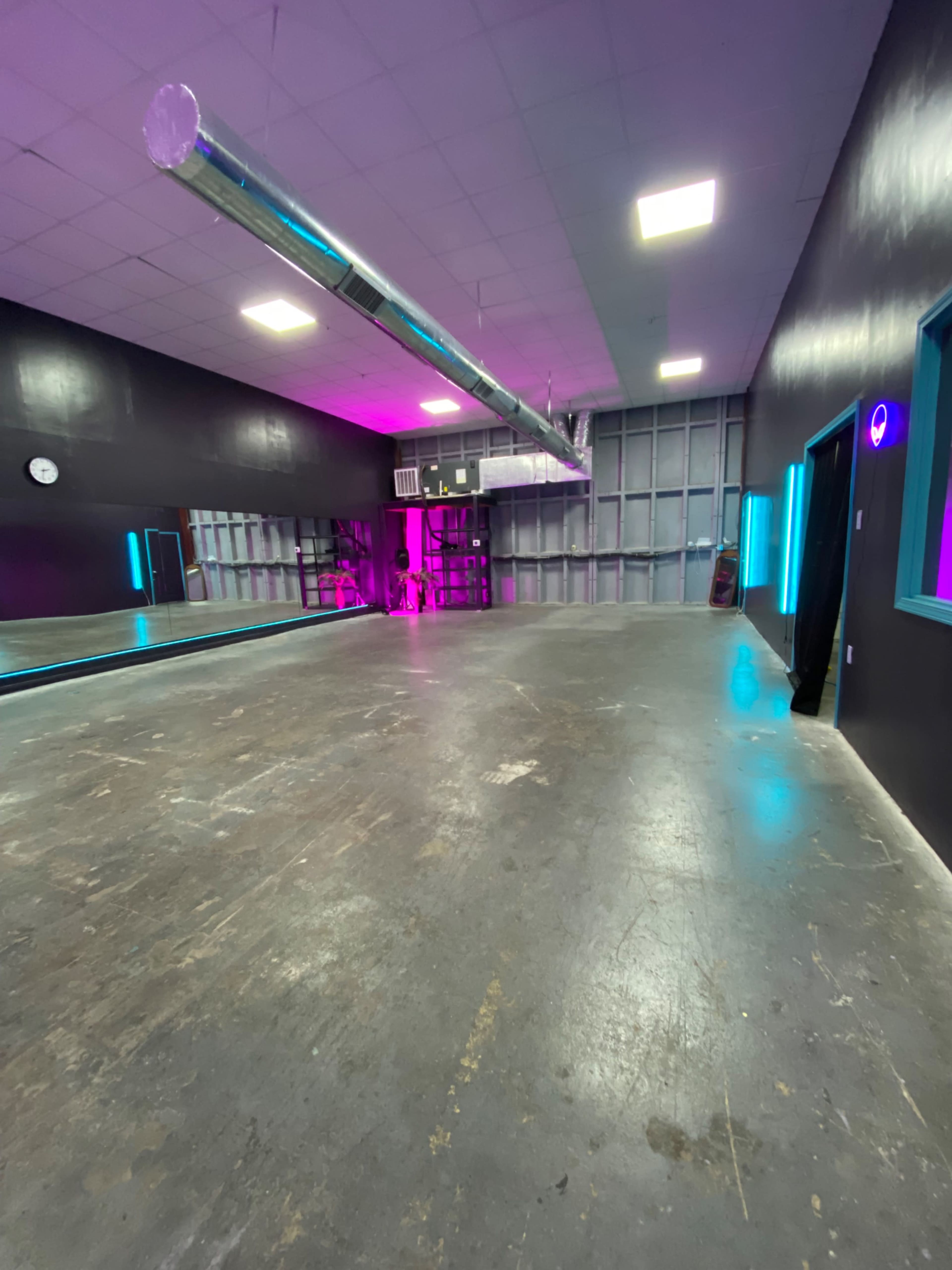 South Austin Industrial Neon Dance Studio Image in Dittmar-Slaughter, Austin, TX