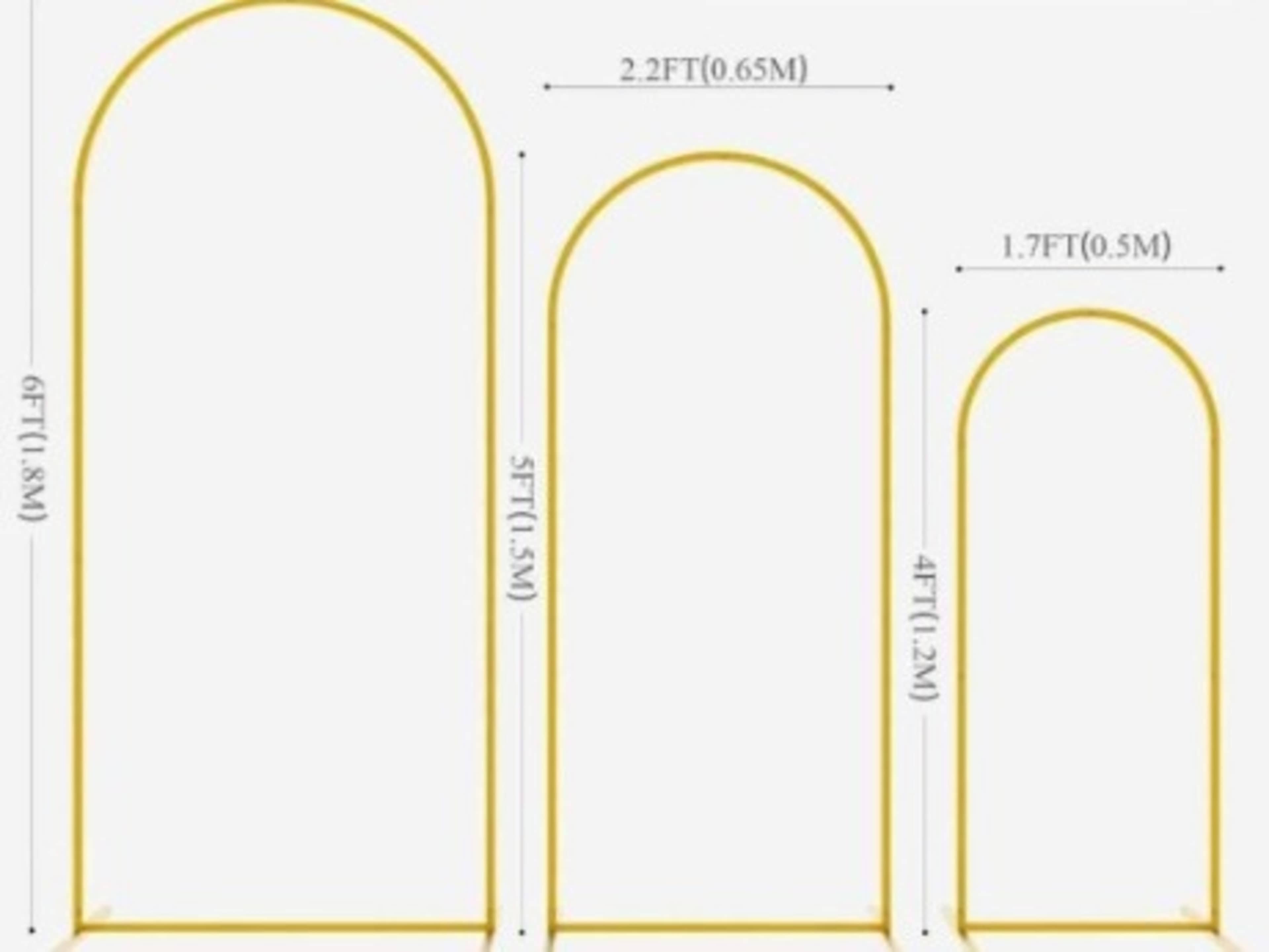 3-Size Gold Arch Backdrop 