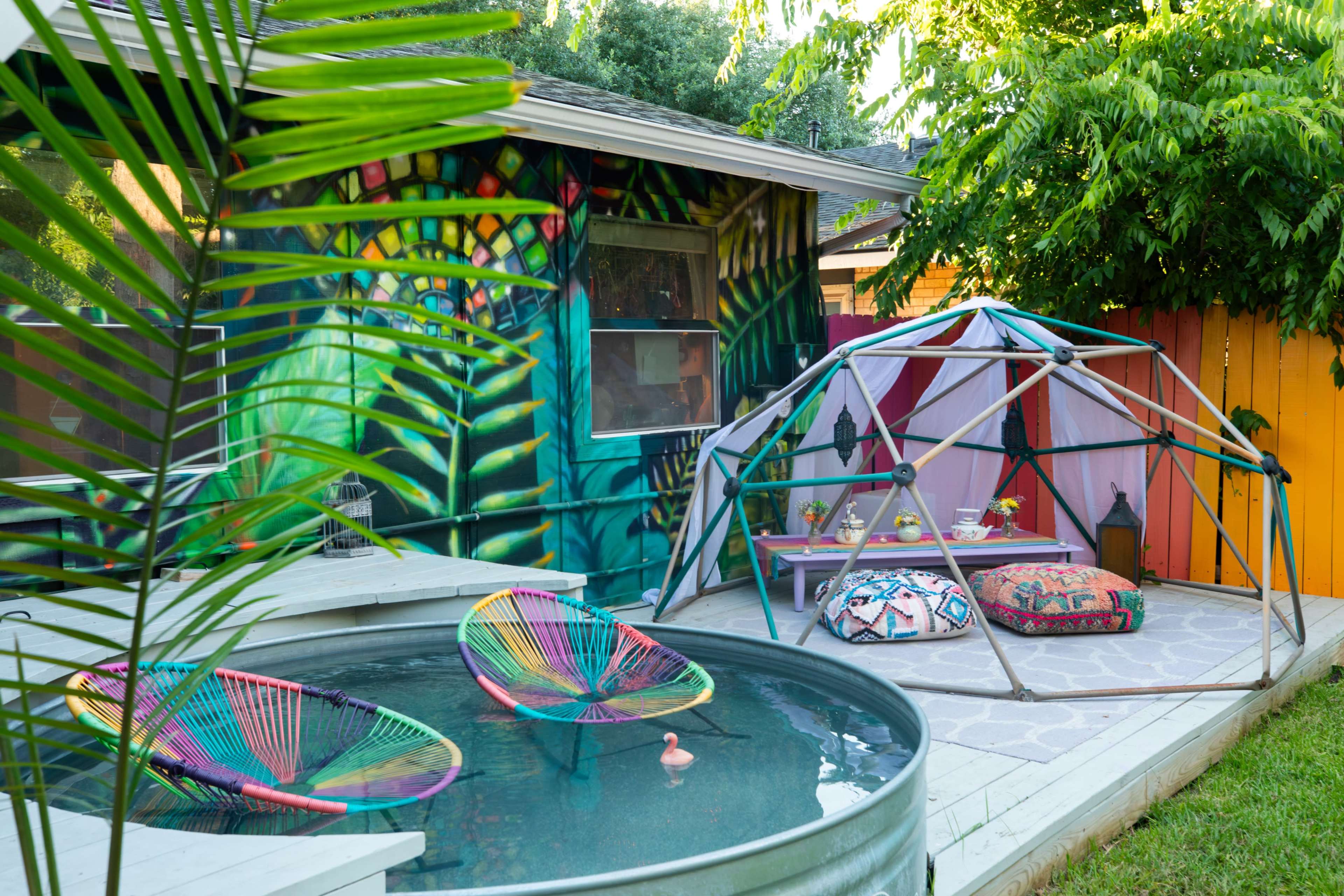 Eccentric Boutique Home w/ Costume Closet, Colorful Yard, & Cowboy Pool Image in Garrison Park, Austin, TX
