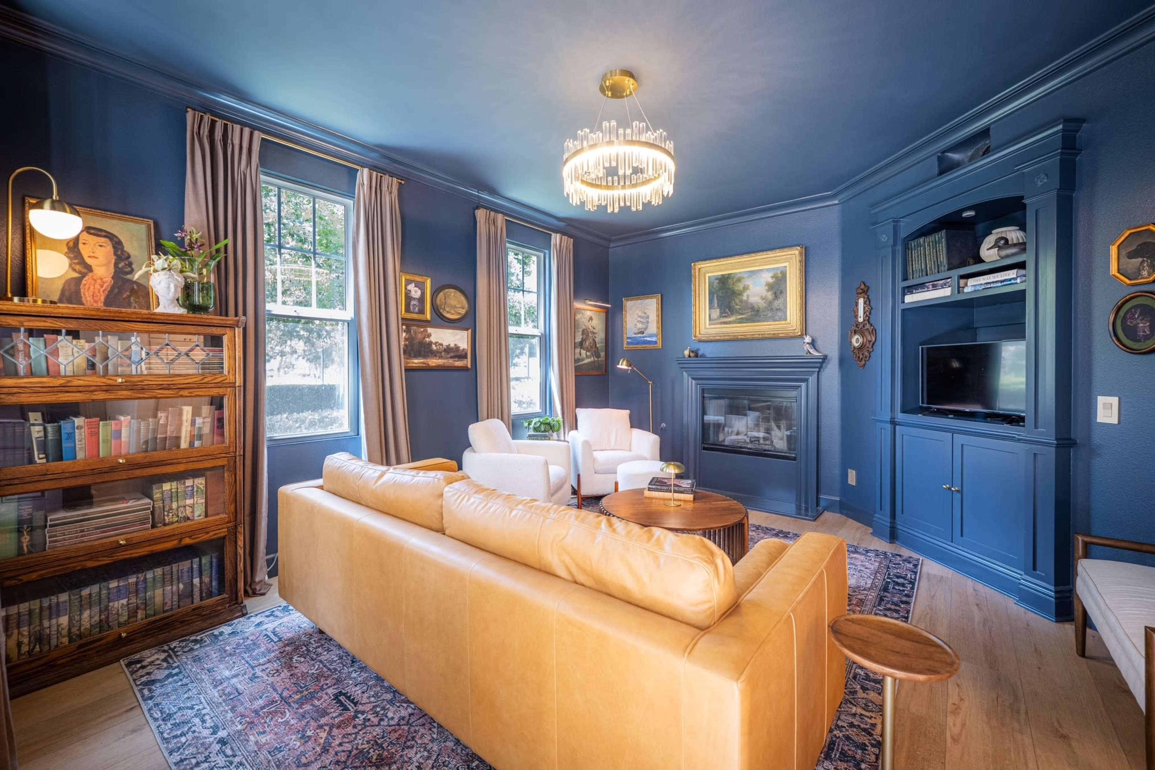 Cinematic Moody Home | Deep Blue Lounge + Cream Kitchen + Wallpaper Dining (South OC) Image in Ladera Ranch, Ladera Ranch, CA