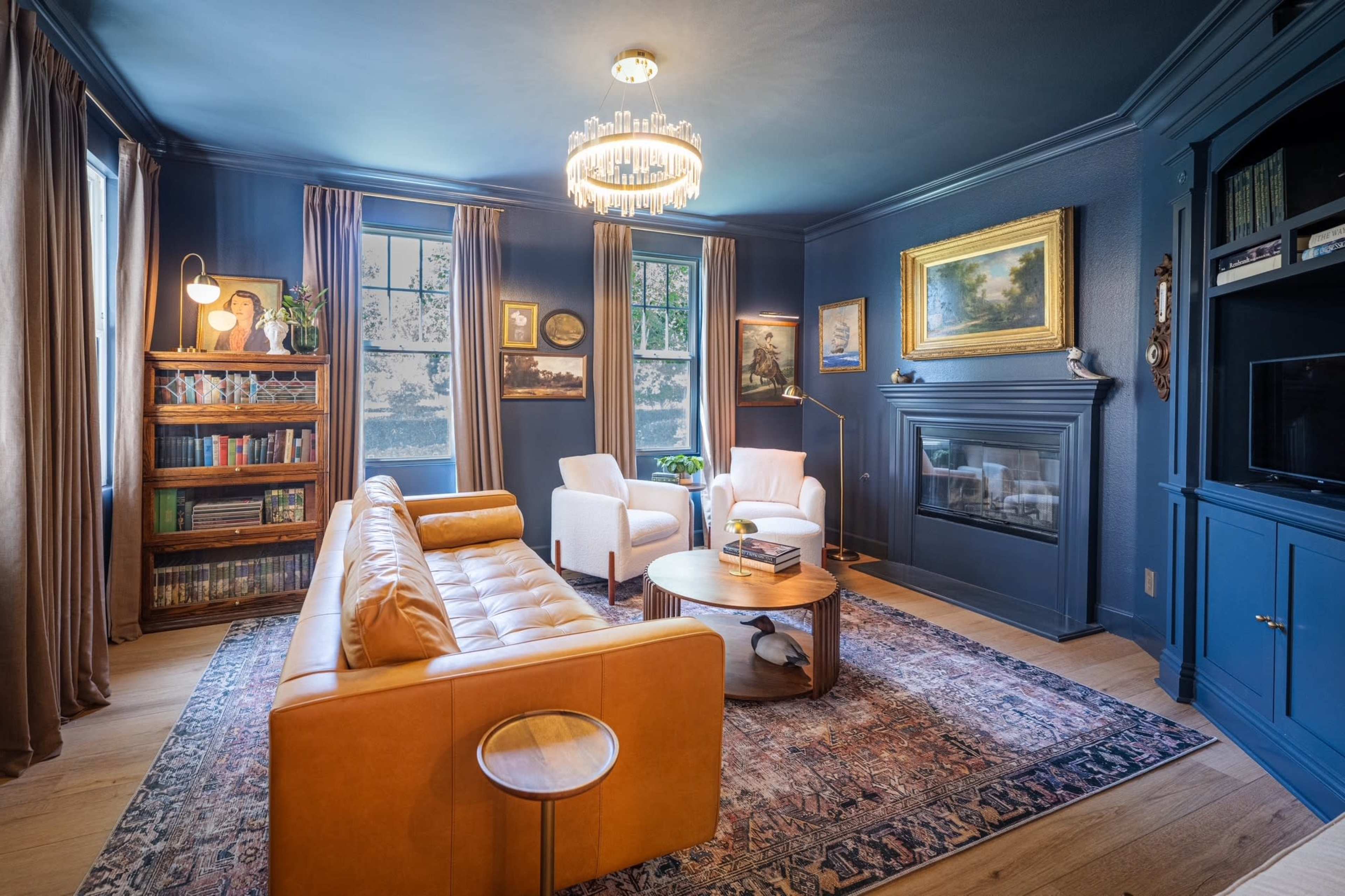 Cinematic Moody Home | Deep Blue Lounge + Cream Kitchen + Wallpaper Dining (South OC) Image in Ladera Ranch, Ladera Ranch, CA