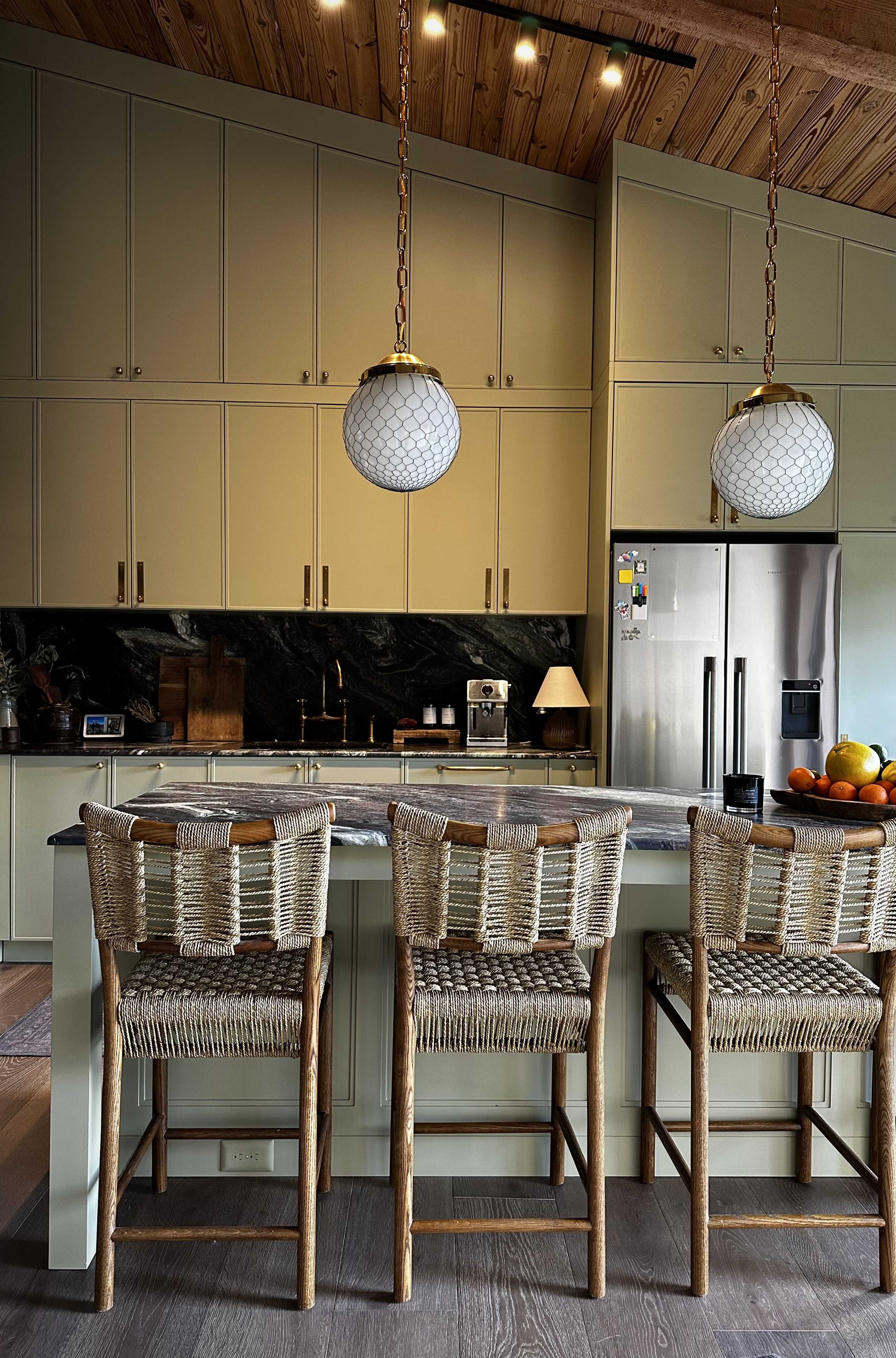 Urban Home Offering Vaulted Wood Ceilings With a Unique Kitchen and Design Image in West End, Miami, FL