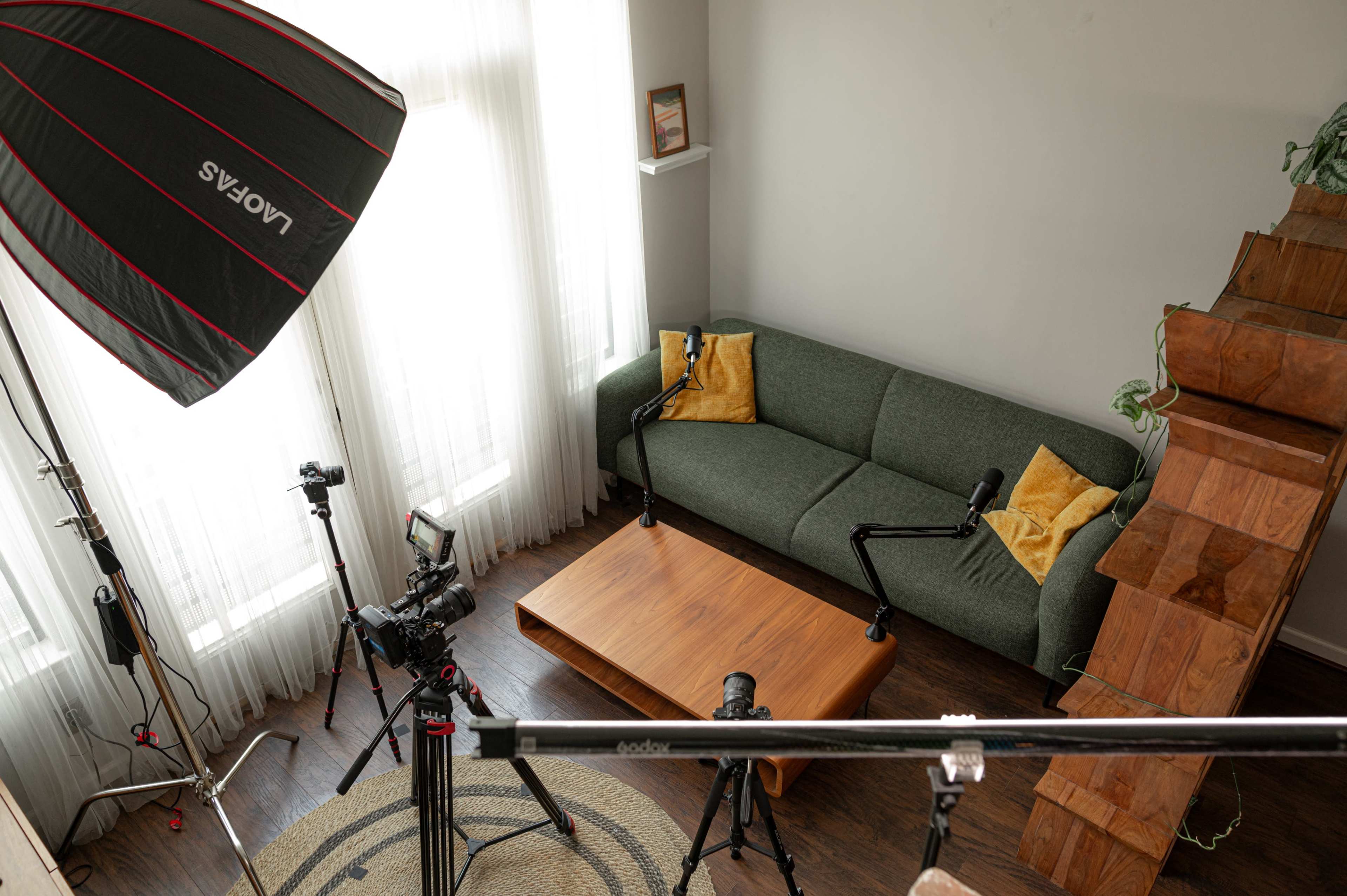 Mid-Century Podcast & Film Studio with a Brick Fireplace (Cameras Available) Image in Midtown, Atlanta, GA