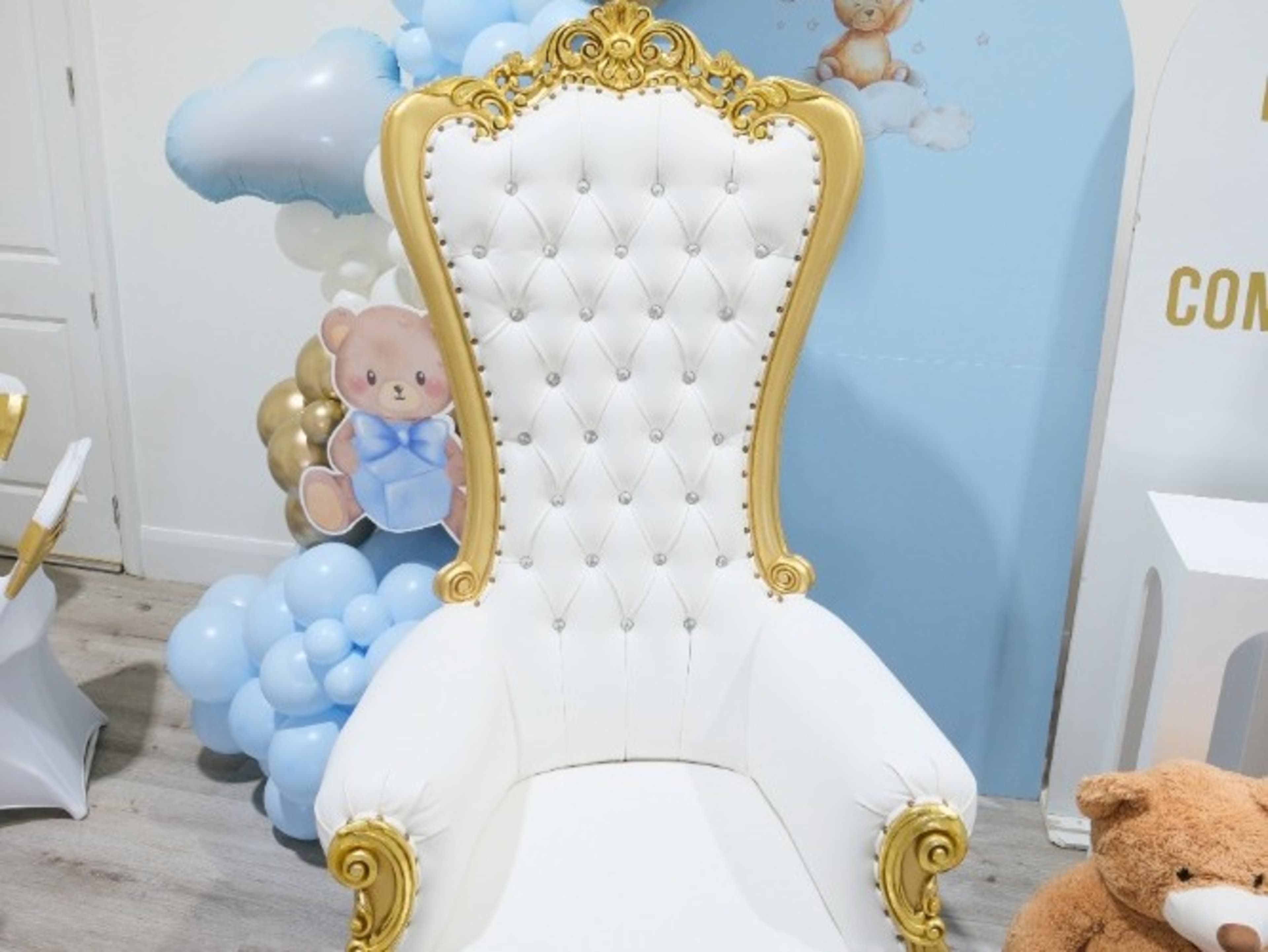 Luxurious White & Gold Thrown Chair