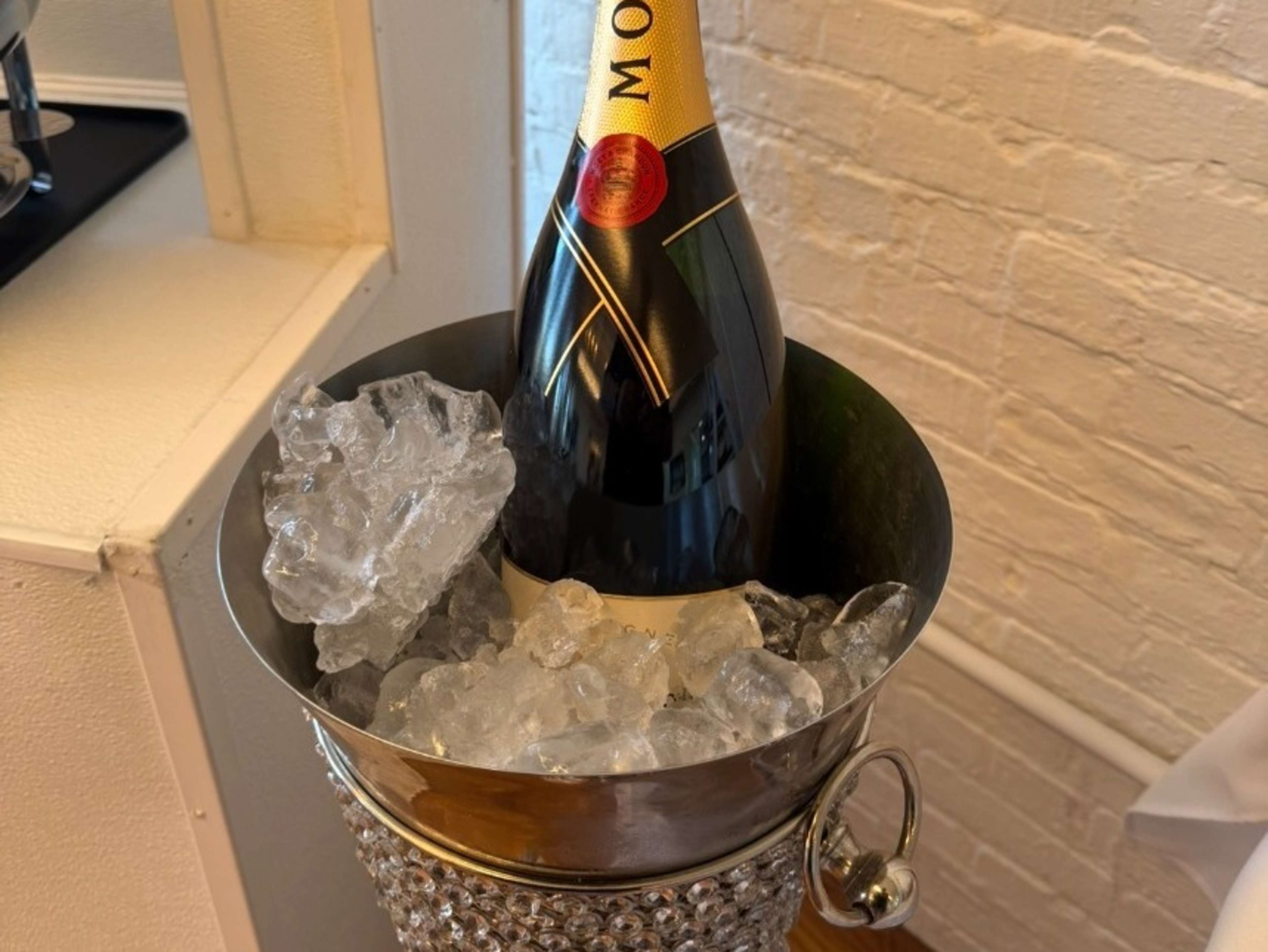 Crystal & Siilver champagne bottle holder stand 