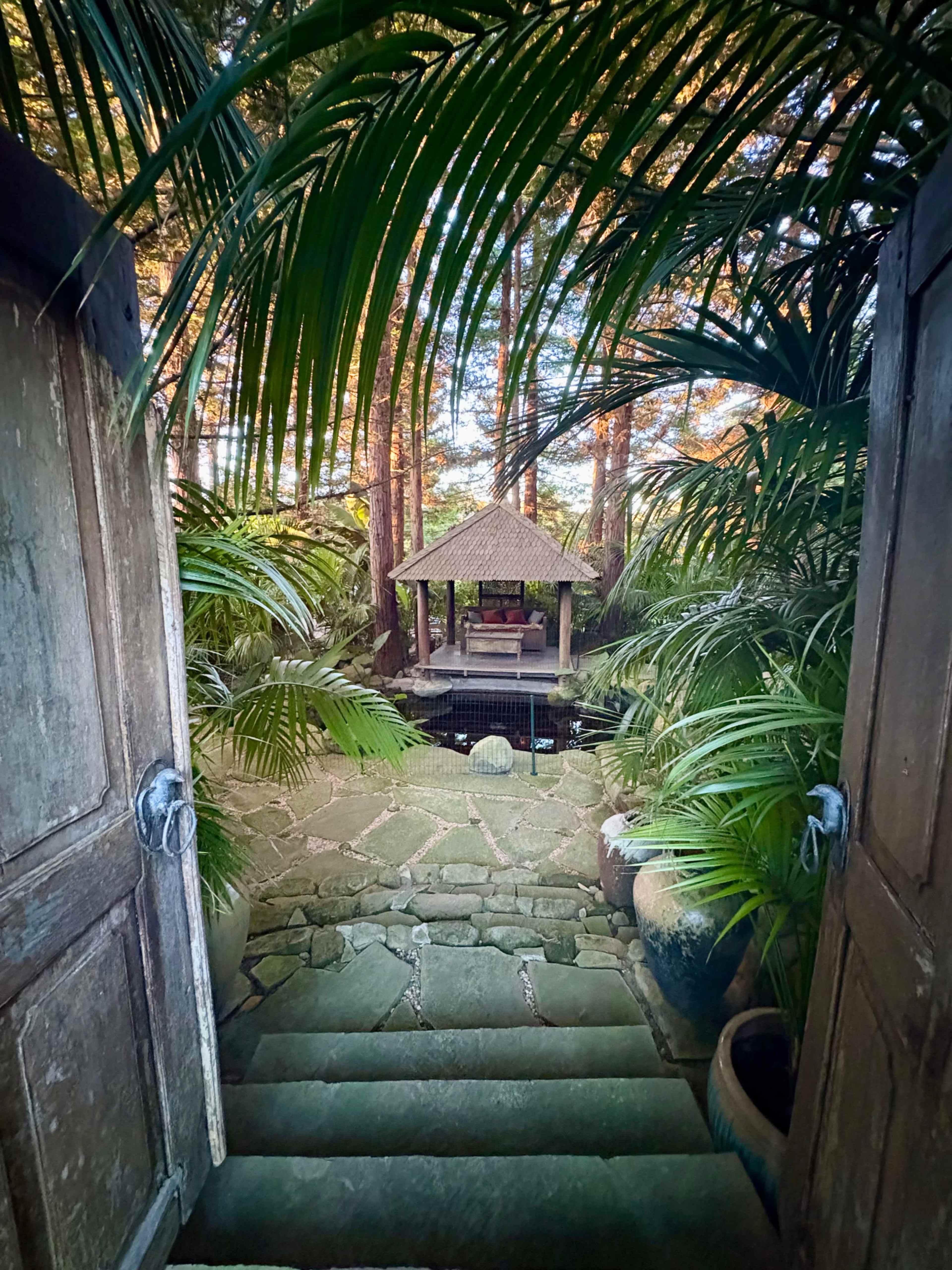 Lush Bali-Inspired Garden in a Redwood Grove Image in Montecito, Santa Barbara, CA