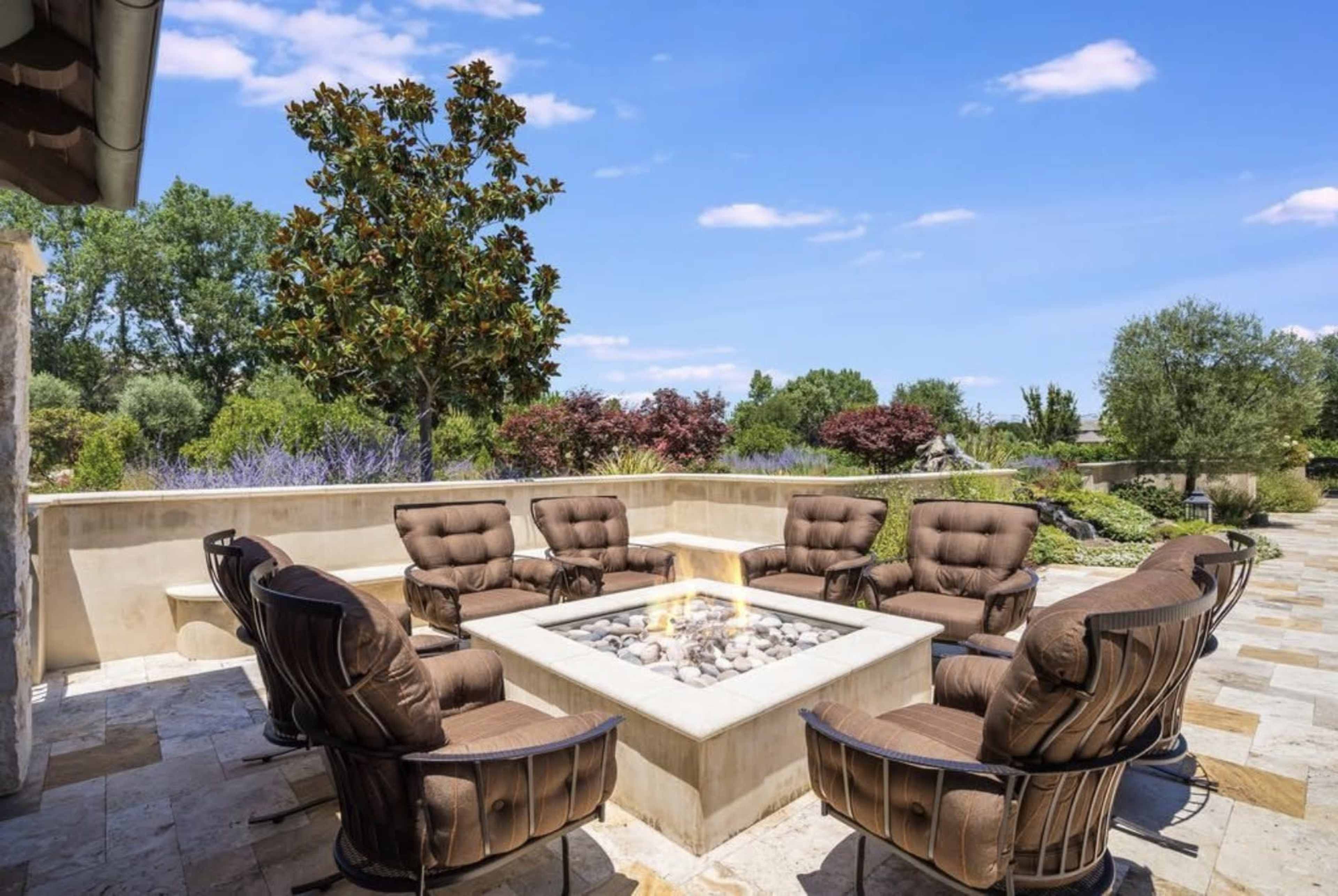 Large Tuscany outdoor with patio overlooking vineyards, mountains and lakes. Image in San Martin, San Martin, CA