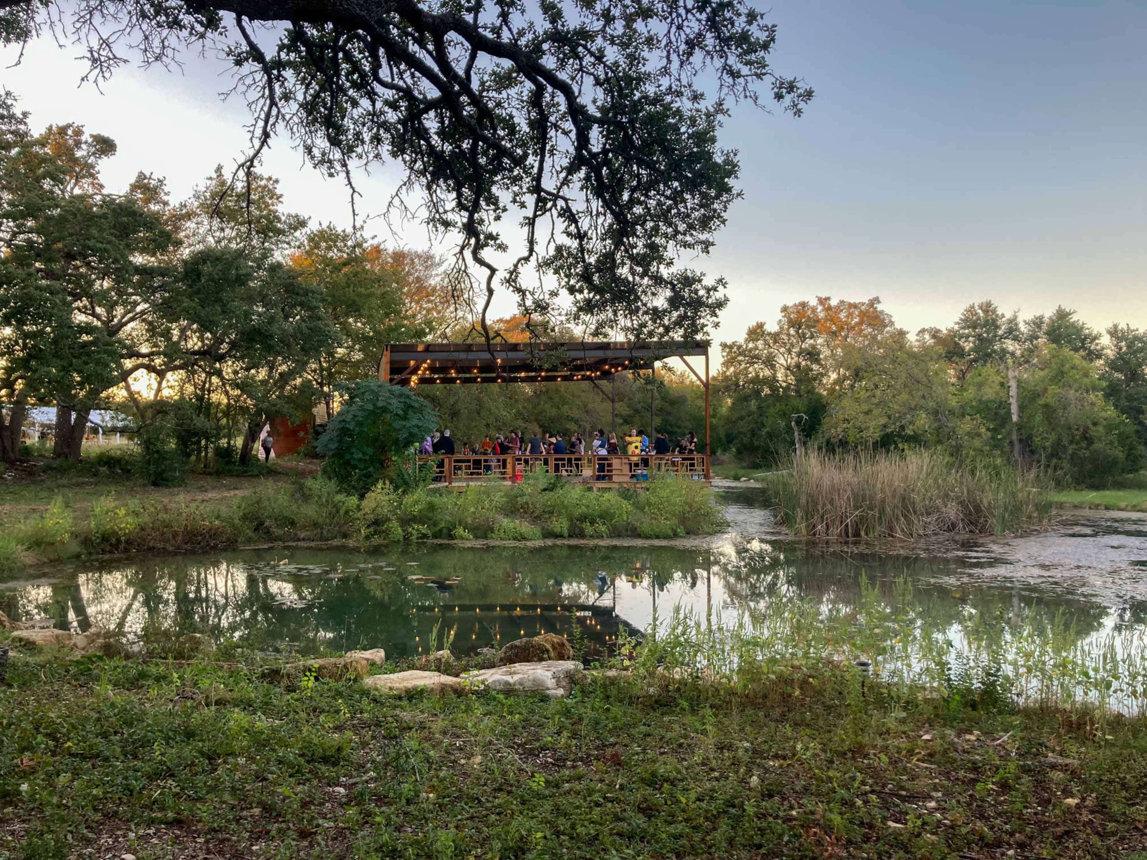 Event space overlooking our pond on 10 acre land. Image in Leander, Leander, TX