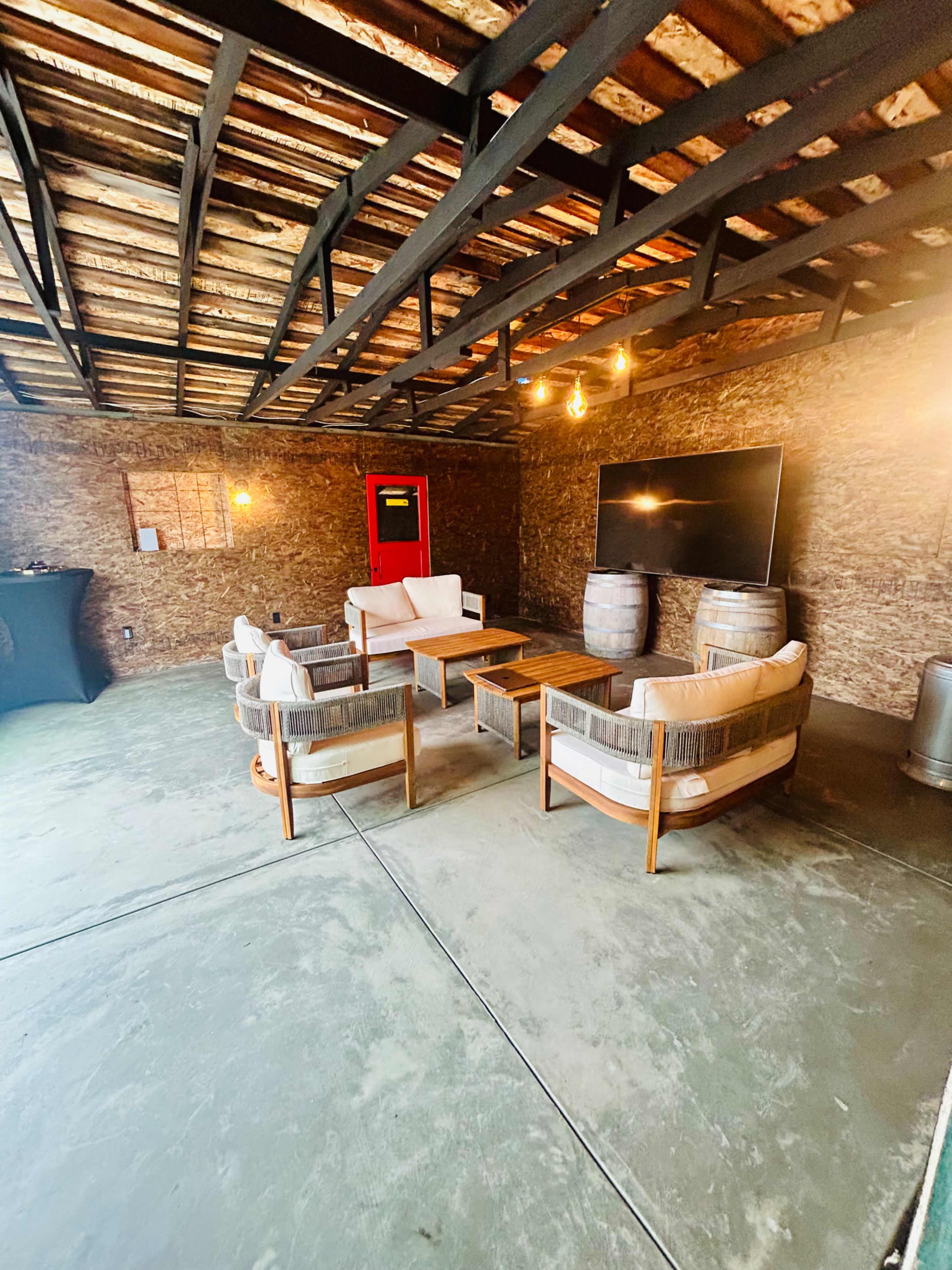 Modern Barn Lounge w/ Indoor-Outdoor Flow at Estate Farms Image in , Sacramento, CA