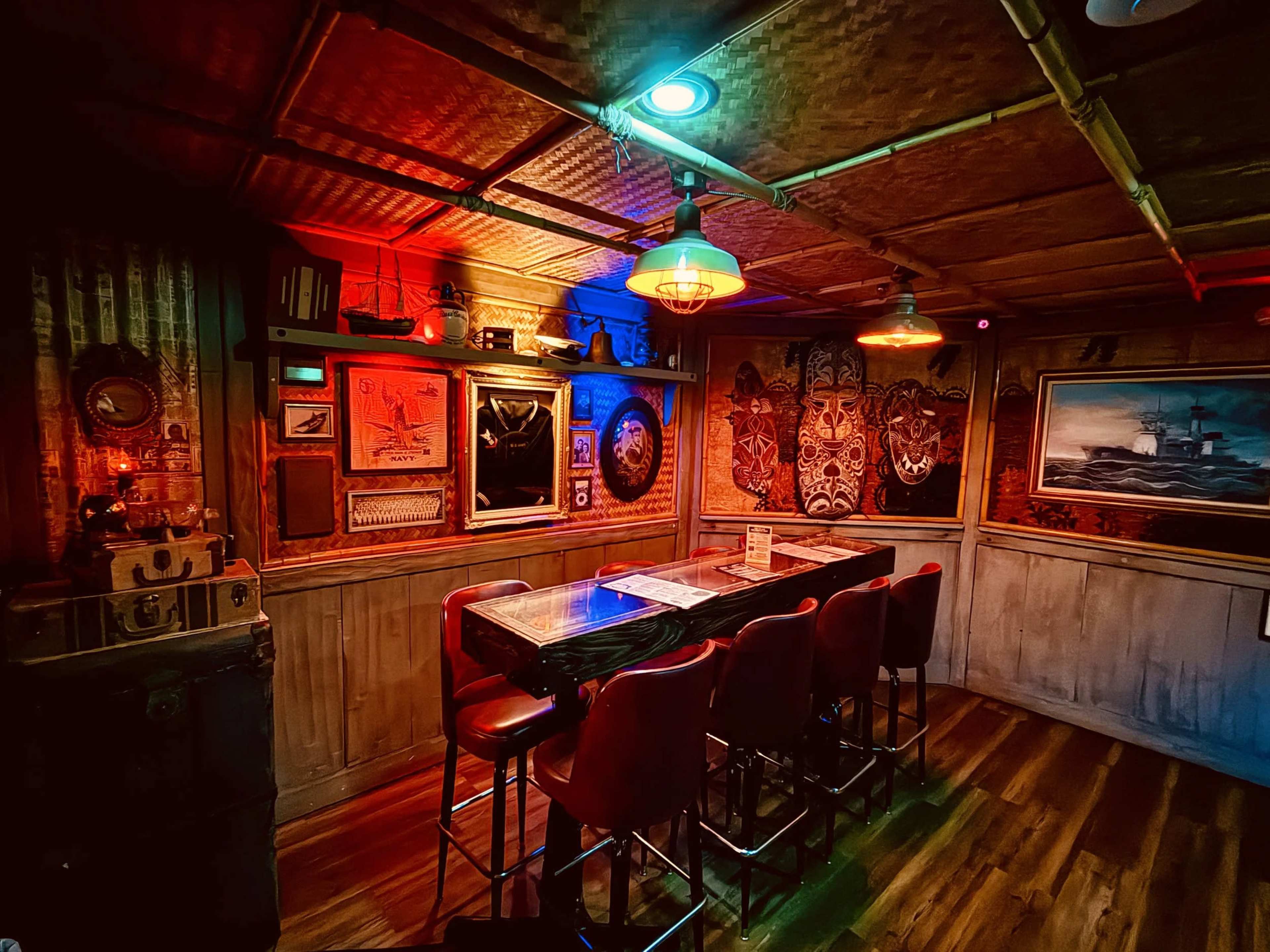 90 minutes from LA, mid century modern Tiki bar upstairs, Nautical Rustic Downstairs. Image in Downtown, Bakersfield, CA