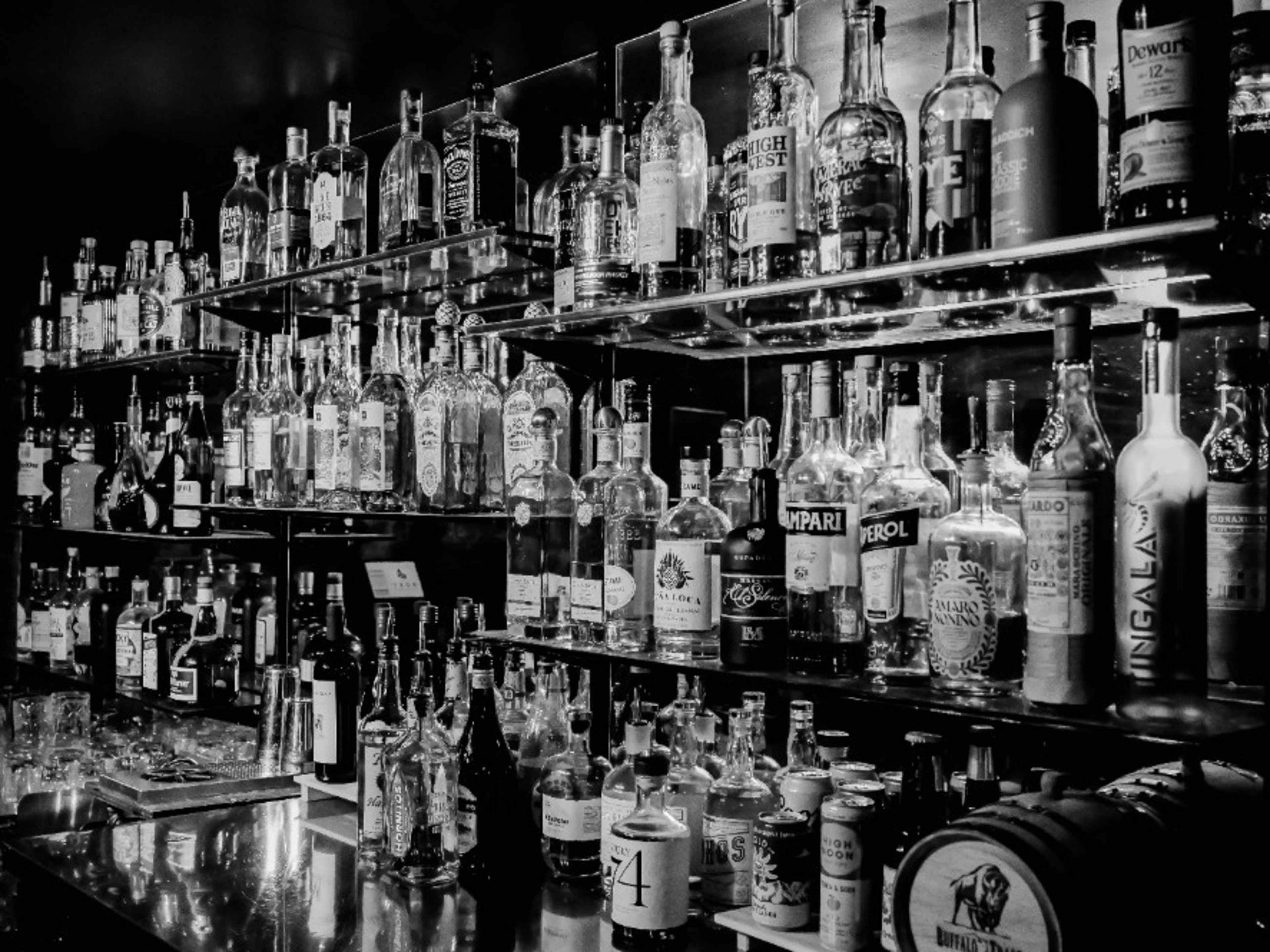 Bar Bottles set out for Productions