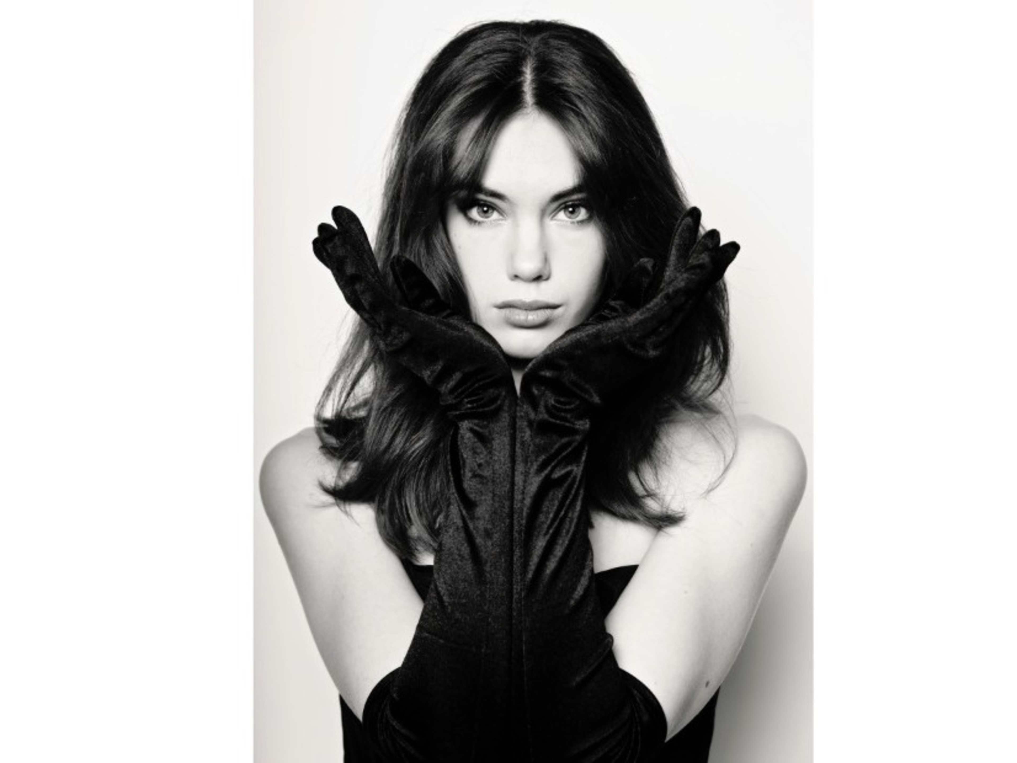 Black satin gloves