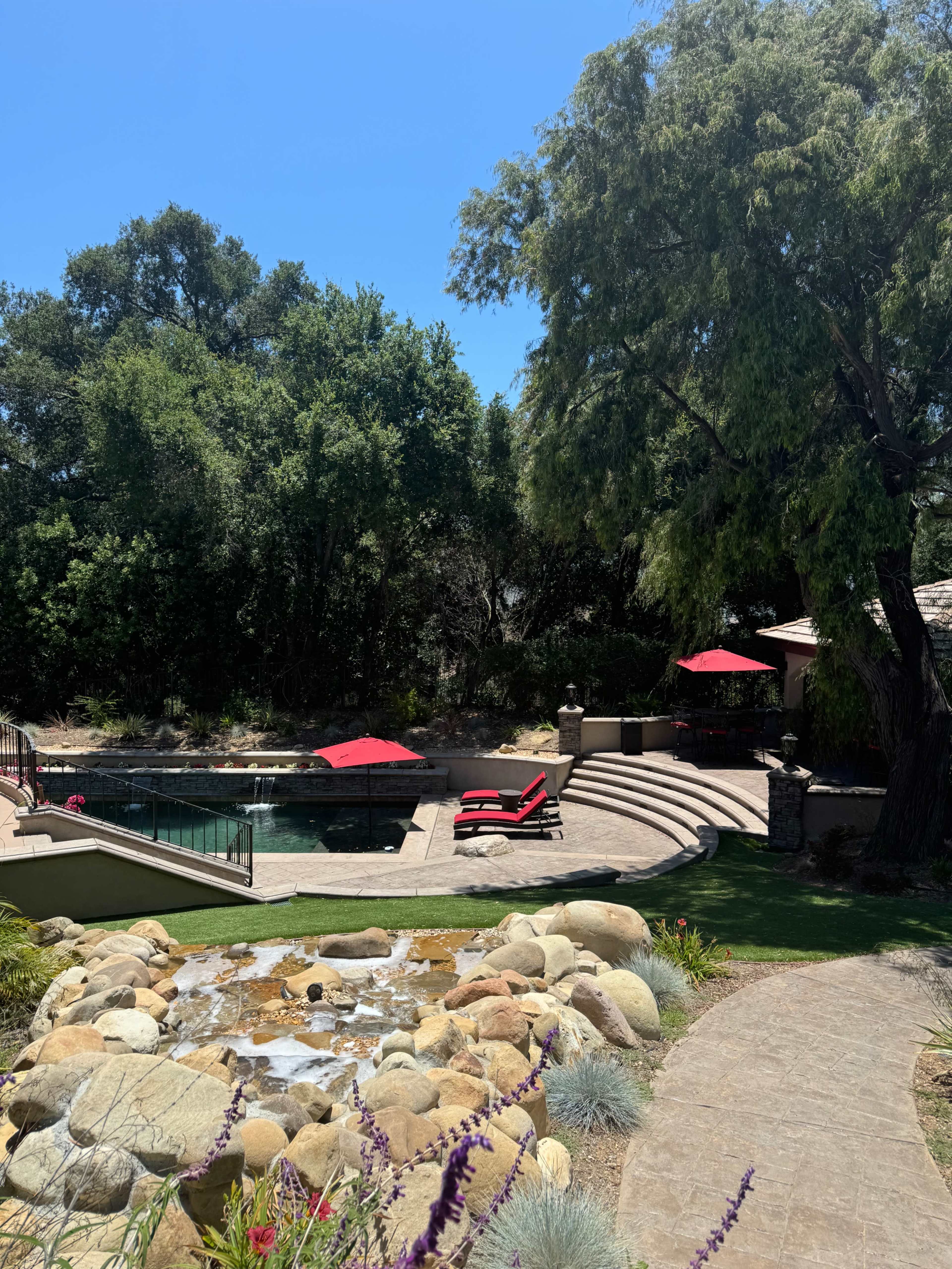 Entertainers' backyard, pool, fireplace, waterfall Image in Santa Paula, Santa Paula, CA