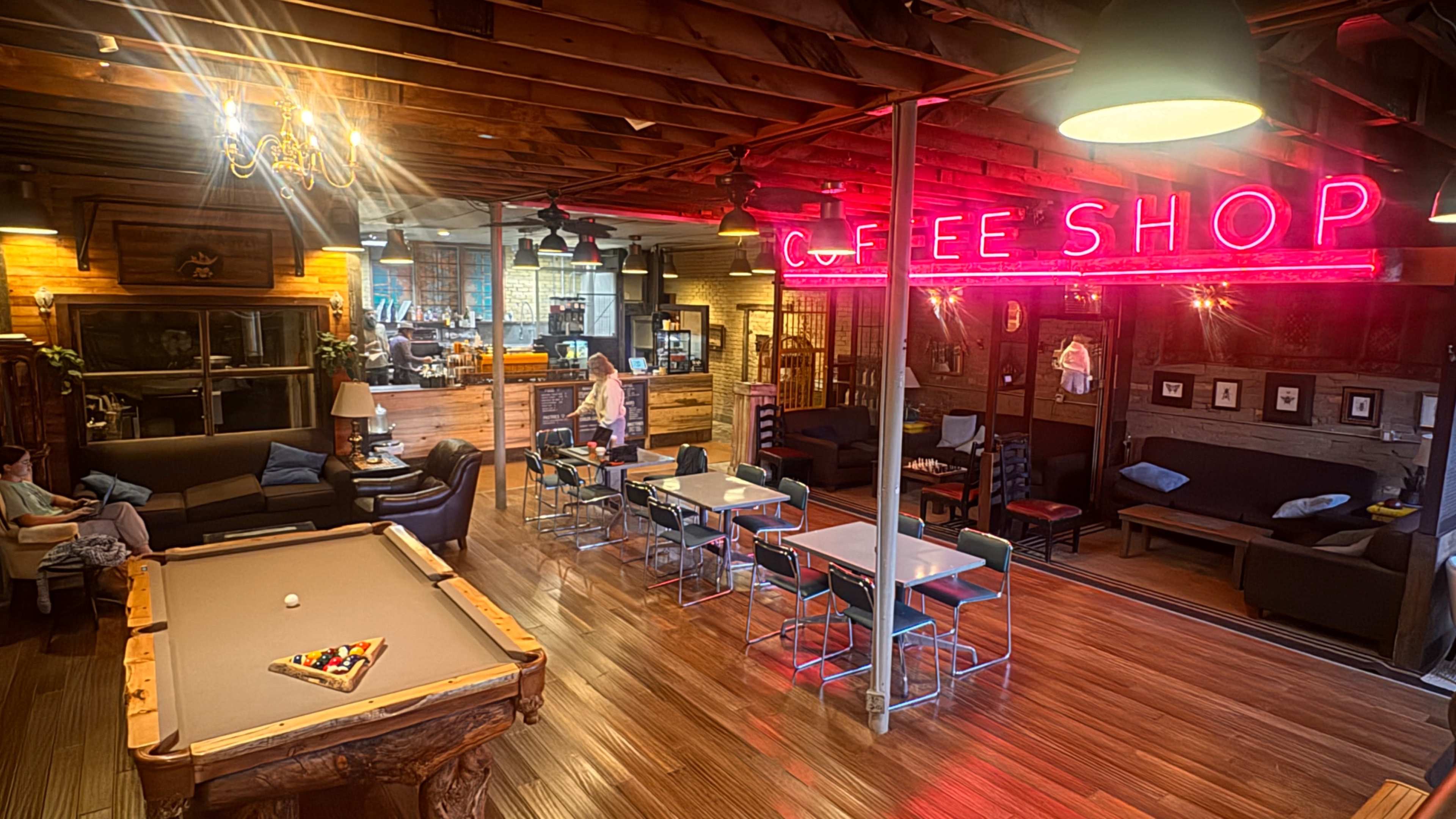 Coffee Lounge - Open floor space with private nooks and general area with stage. Image in Joaquin, Provo, UT