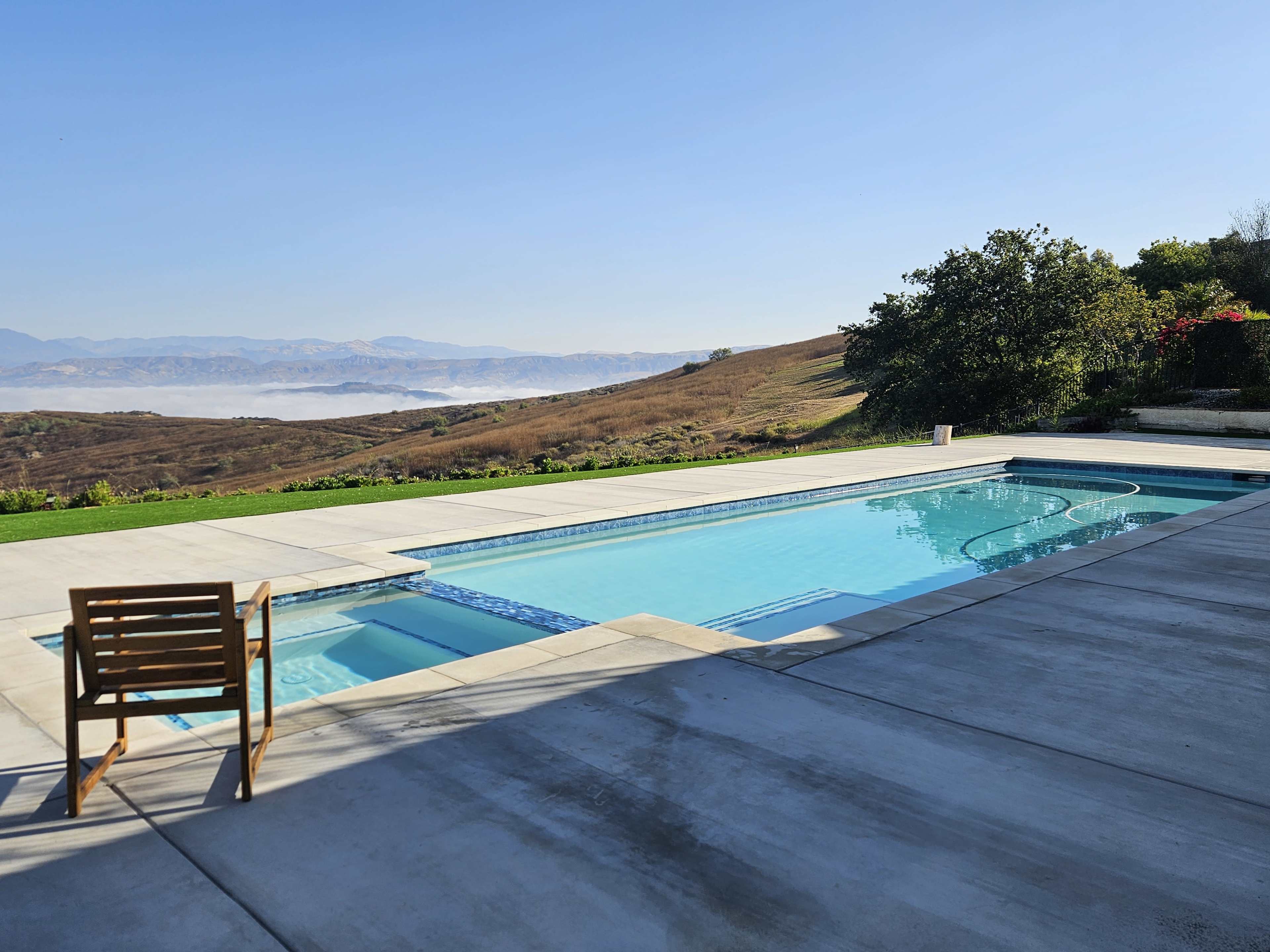 Hillside Pool Back Yard with Mountain and Oceanview Image in Thousand Oaks, Thousand Oaks, CA
