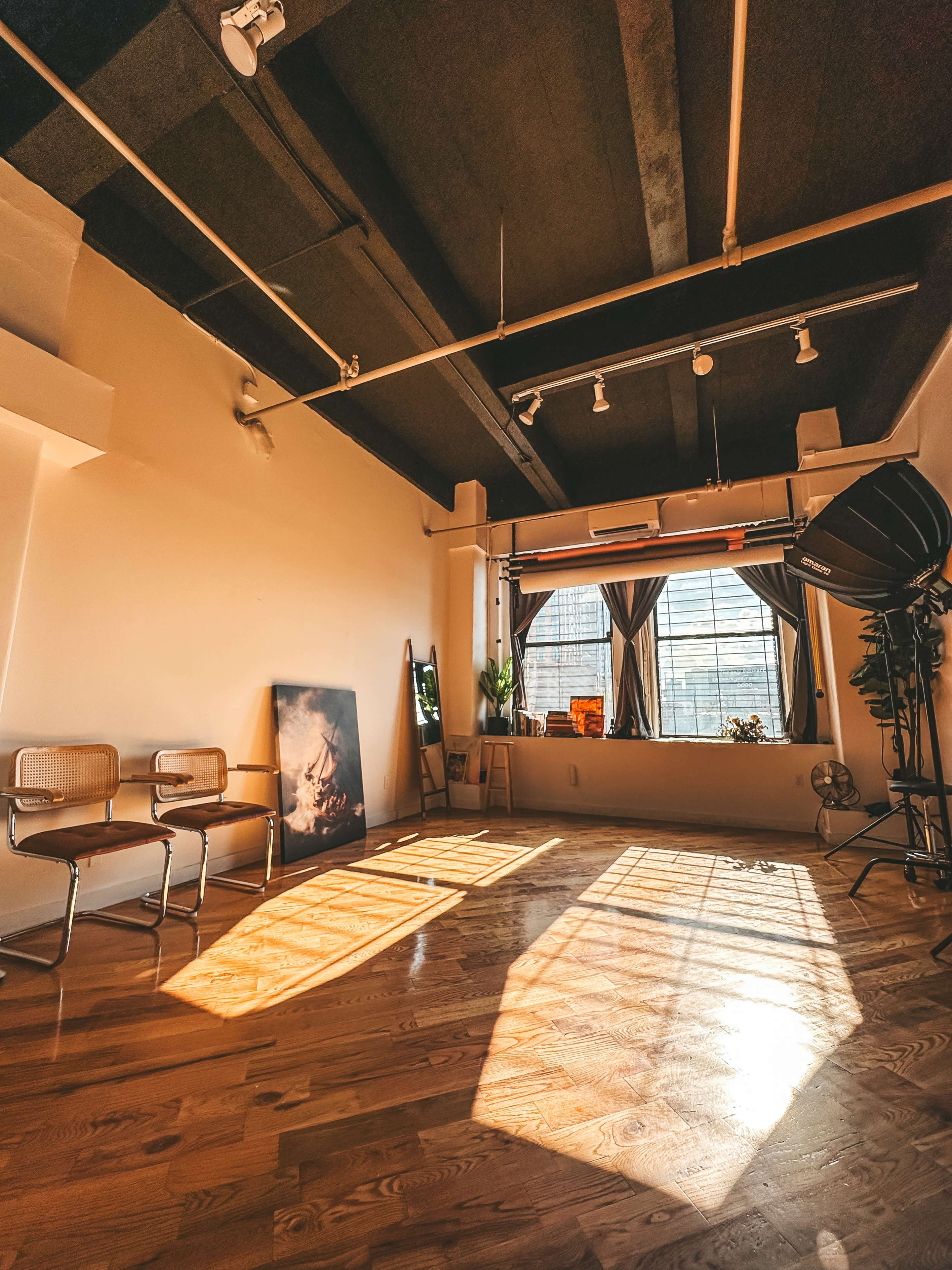 Sunny Downtown Brooklyn Photo Studio with Skyline Bridge Rooftop Views Image in Dumbo, brooklyn, NY