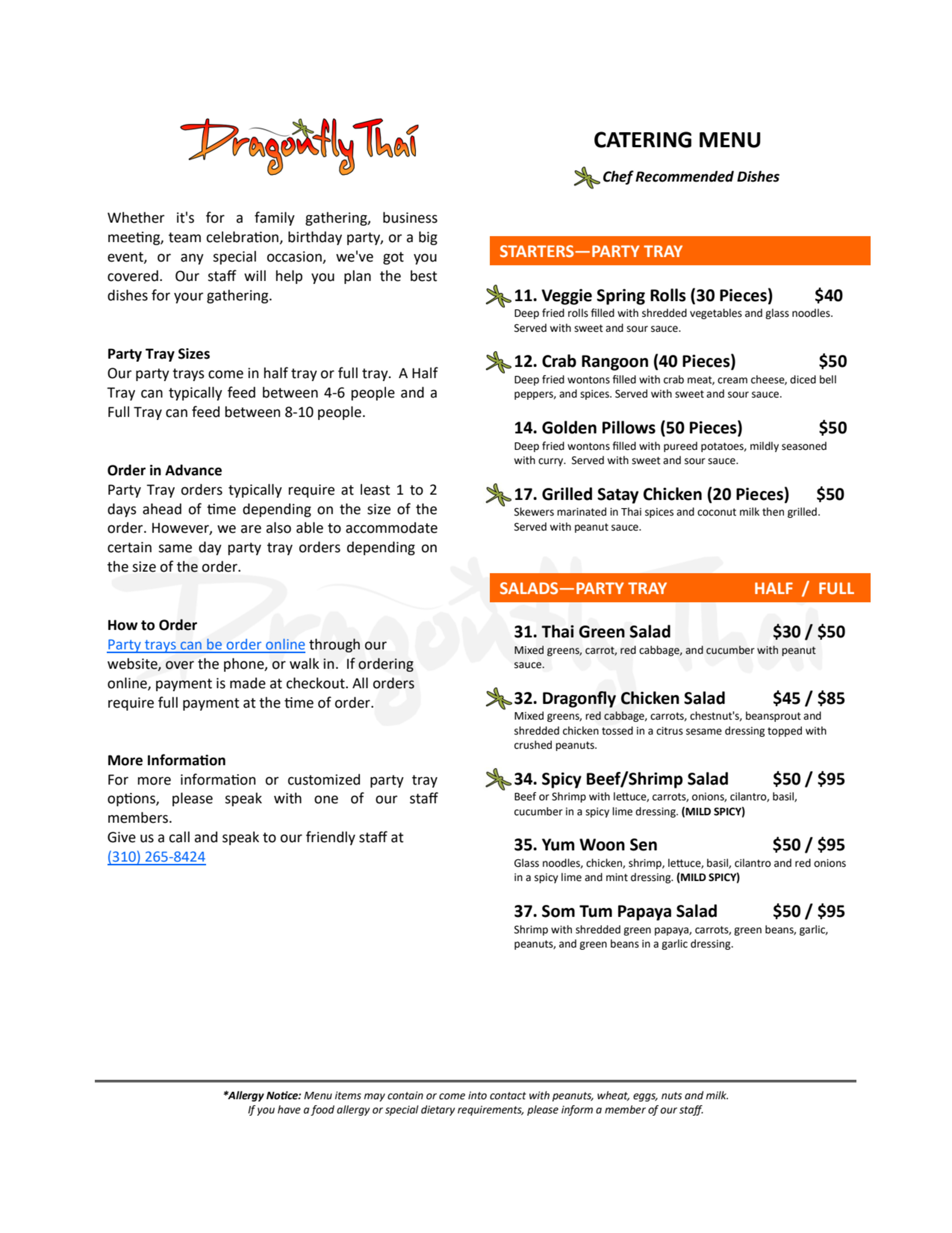 Menu offerings