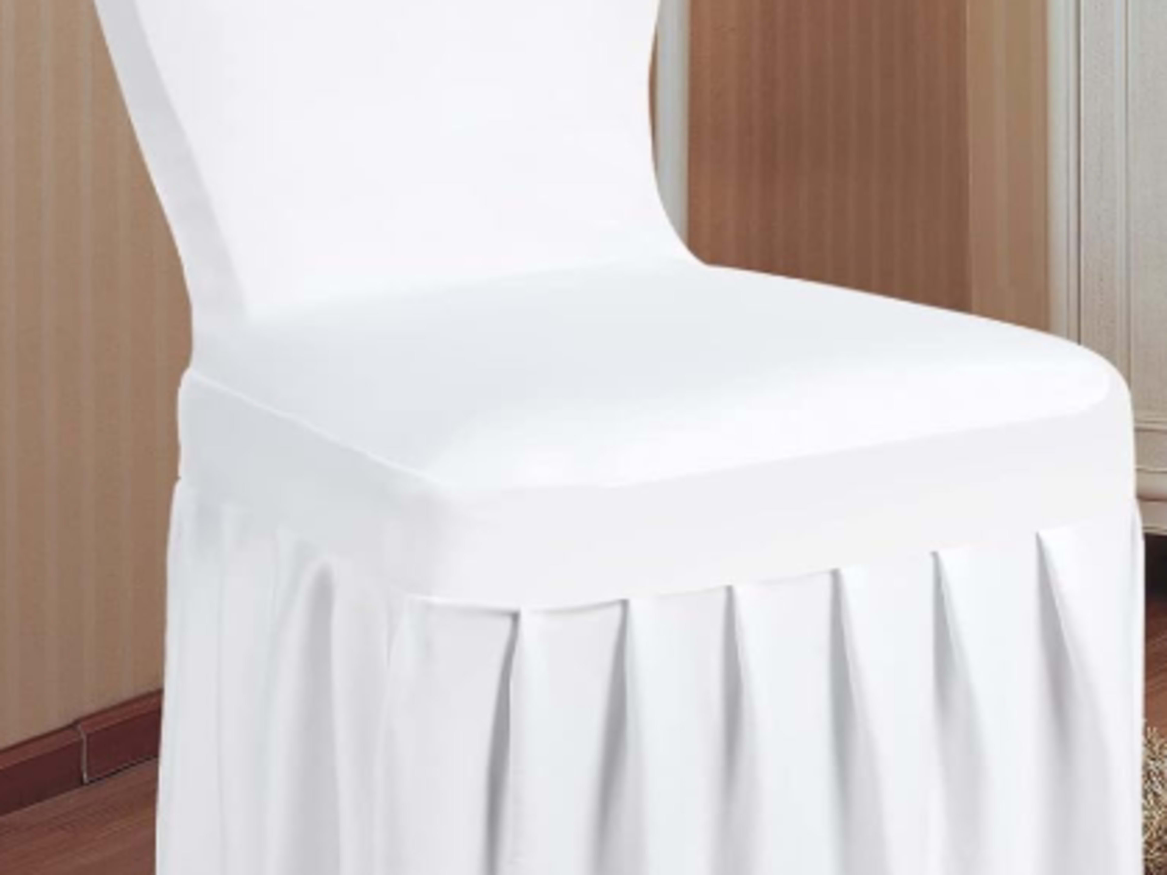 White chair cover with skirt