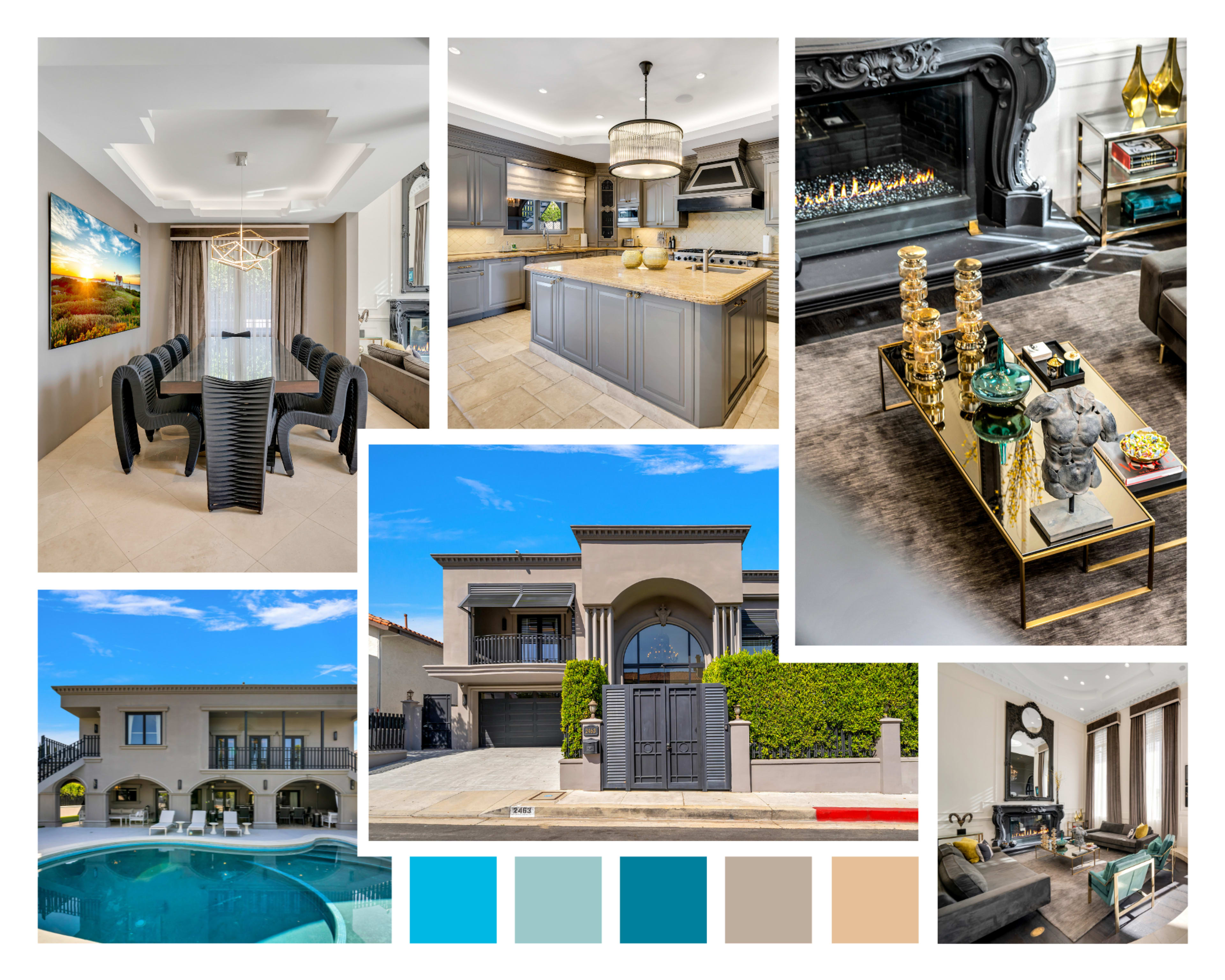 A luxurious contemporary home with a spacious interior, elegant furnishings, and a stunning outdoor pool area.