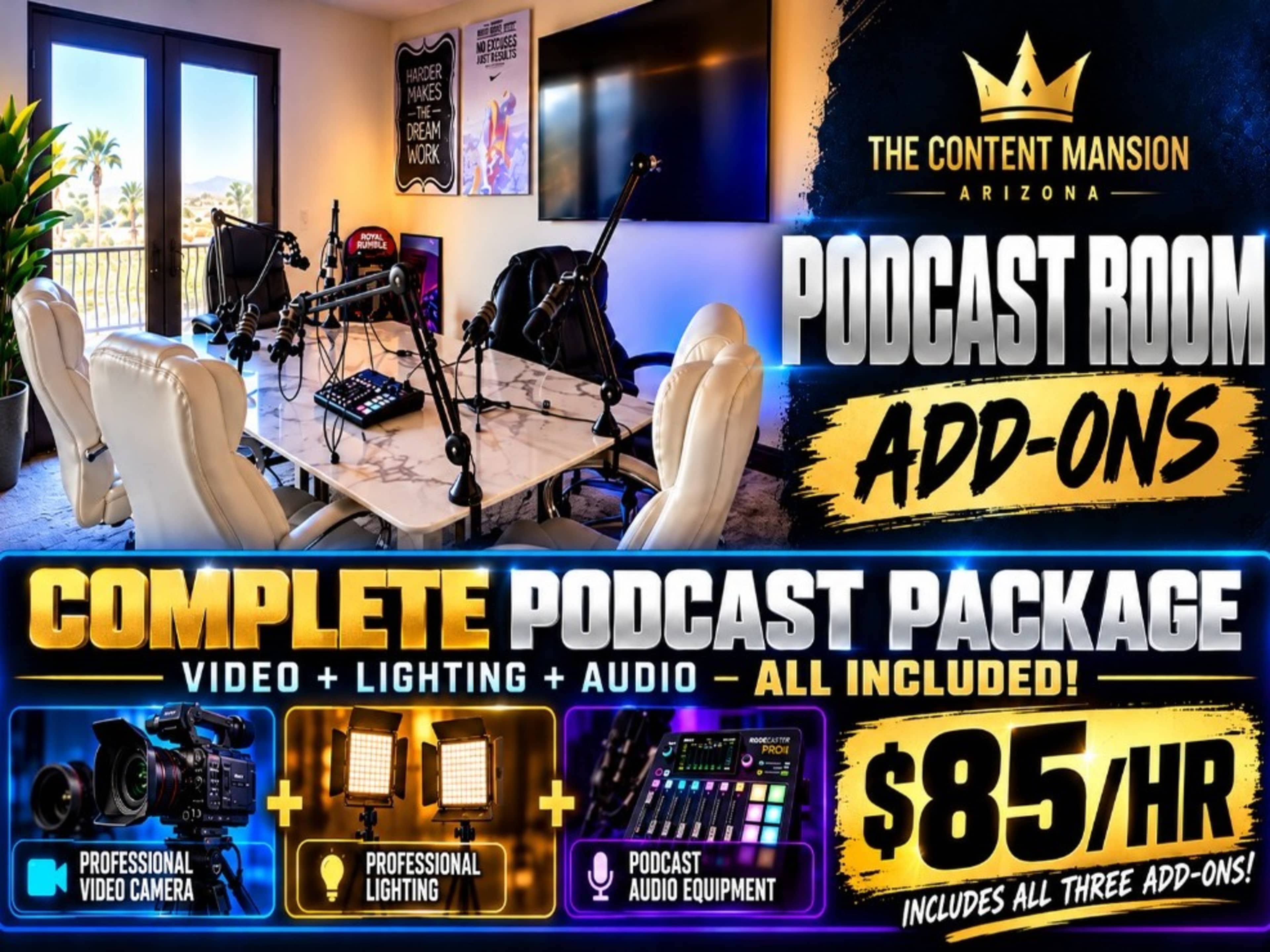 Video + Lighting + Audio Bundle — $85/hr