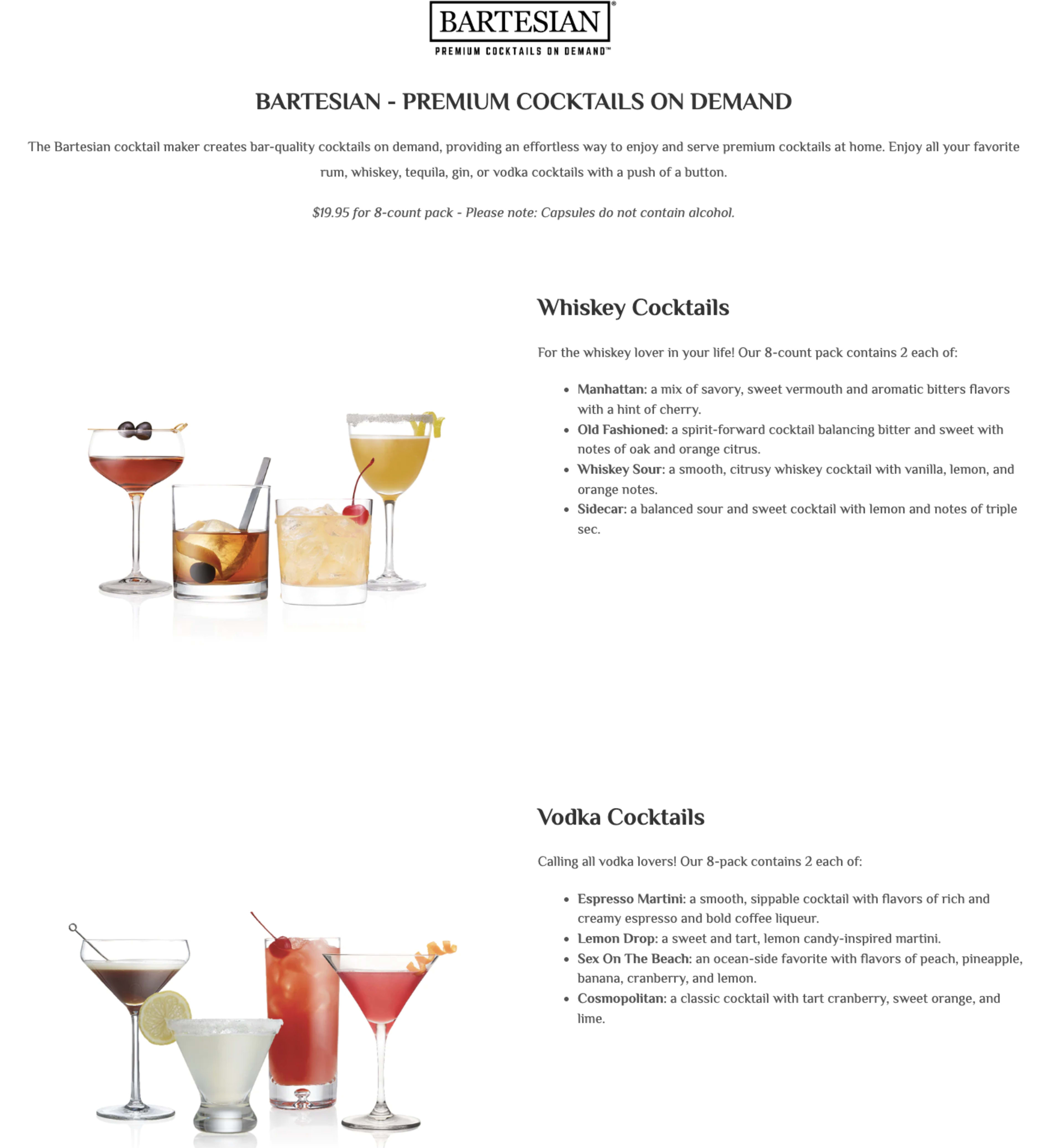 Menu offerings